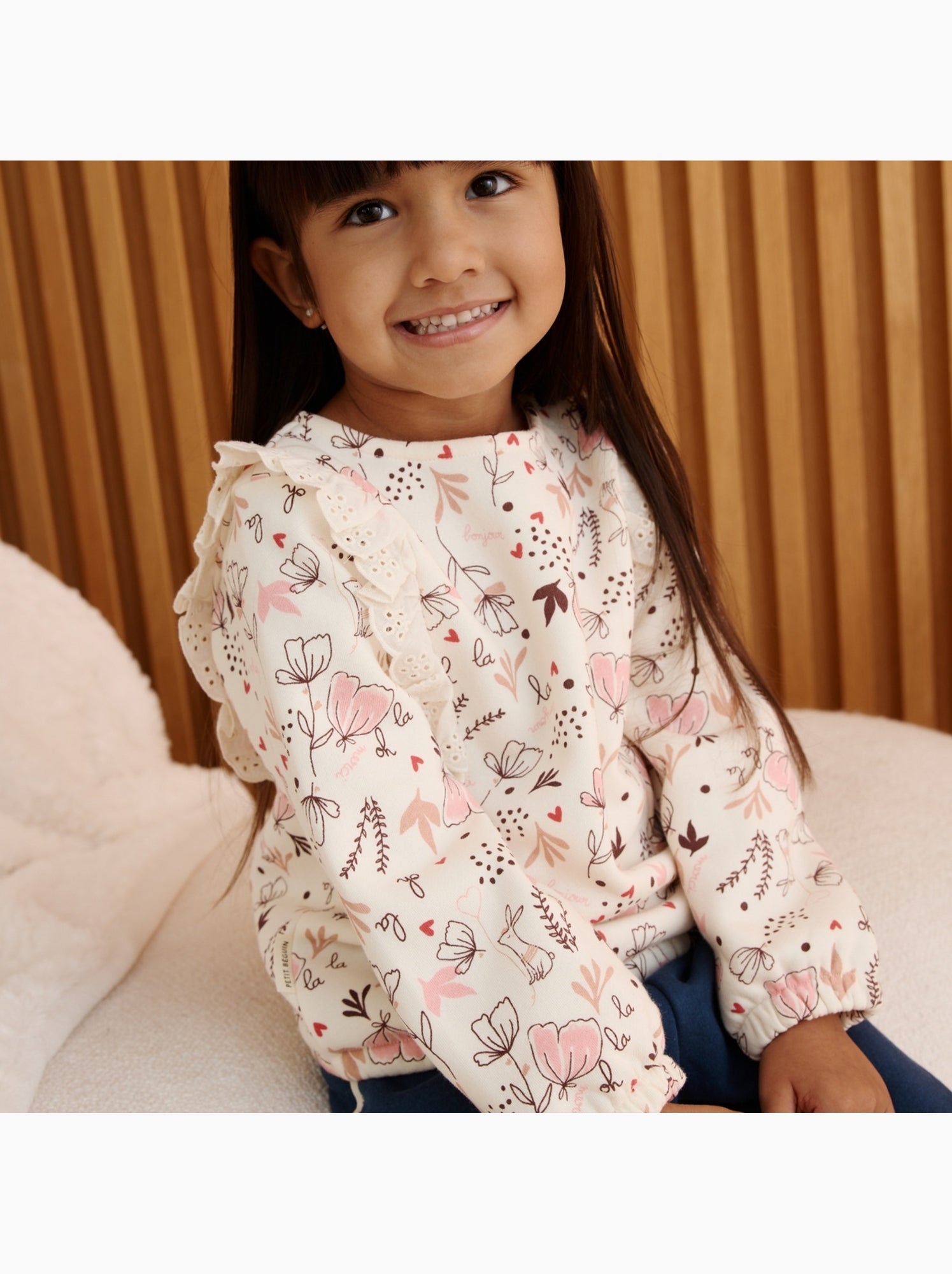 Sweat-shirt bébé en molleton aimée - Ecru