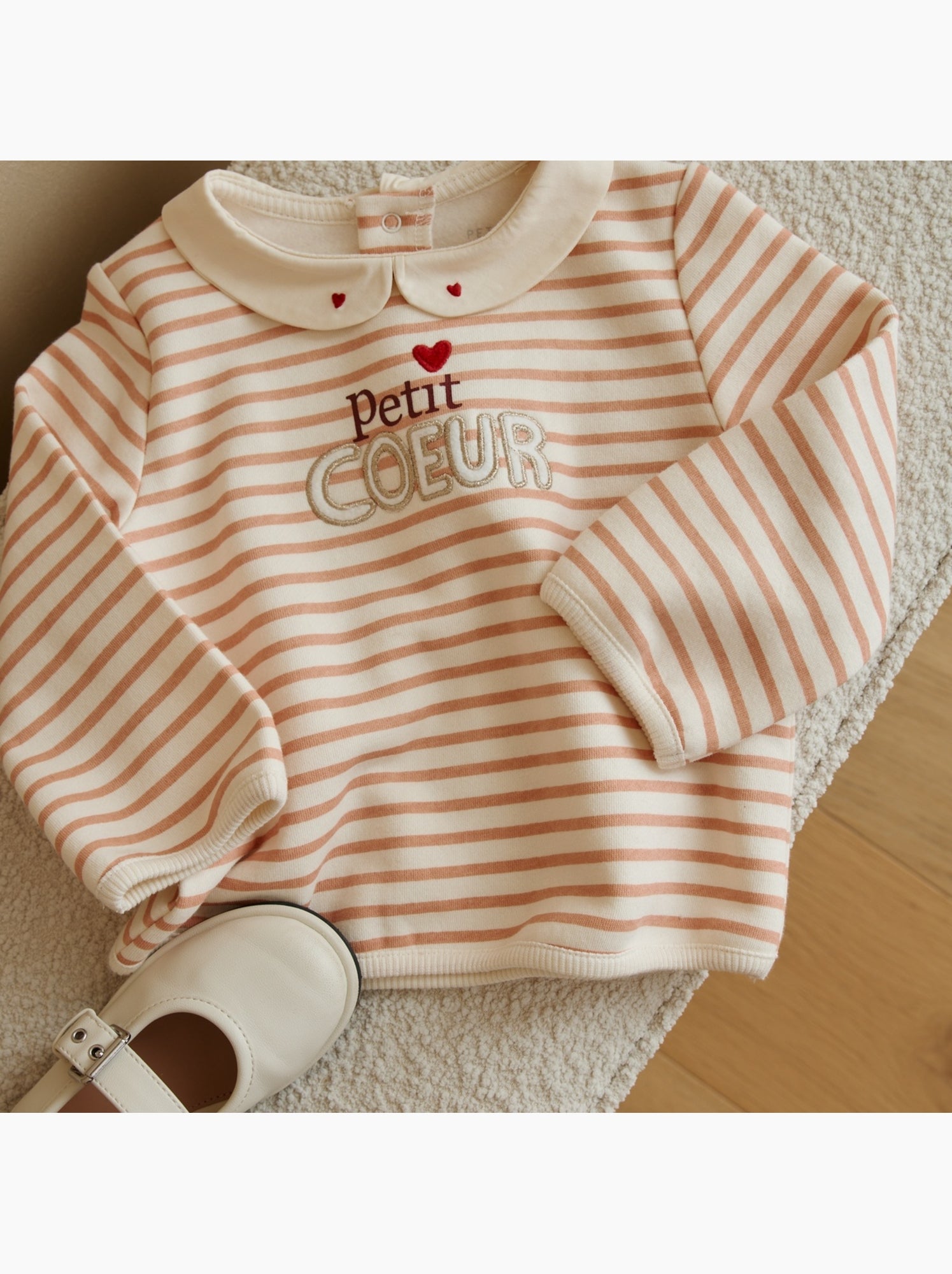 Sweat-shirt bébé en molleton aimée - Ecru