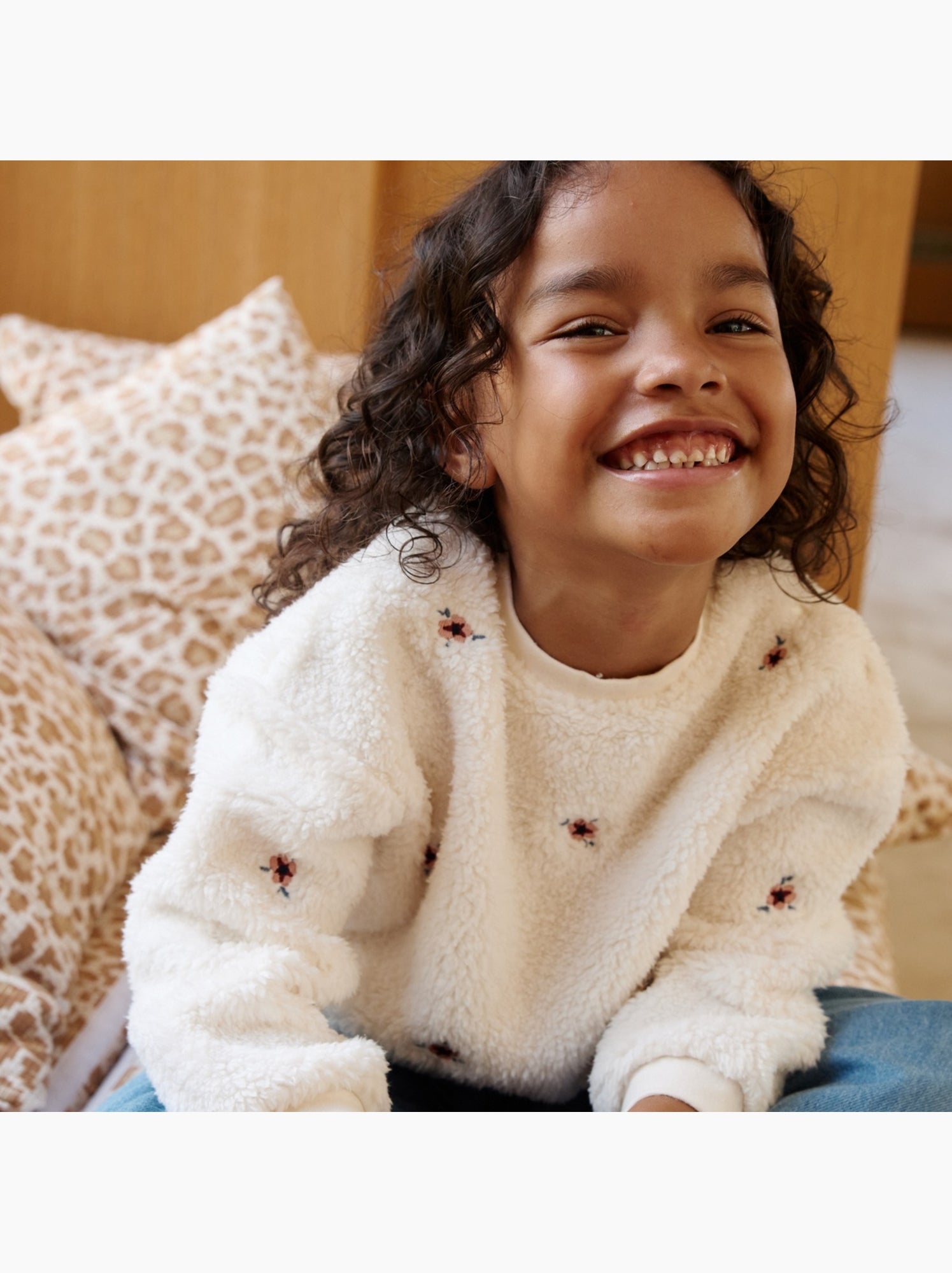 Sweat-shirt bébé en sherpa cléo - Beige clair