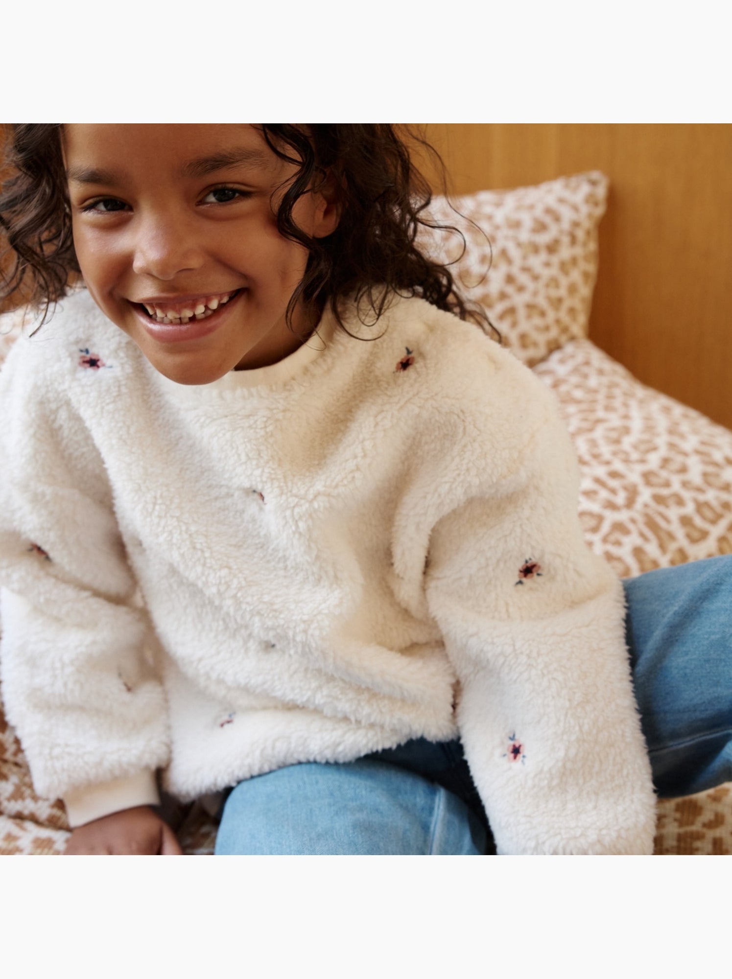 Sweat-shirt bébé en sherpa cléo - Beige clair