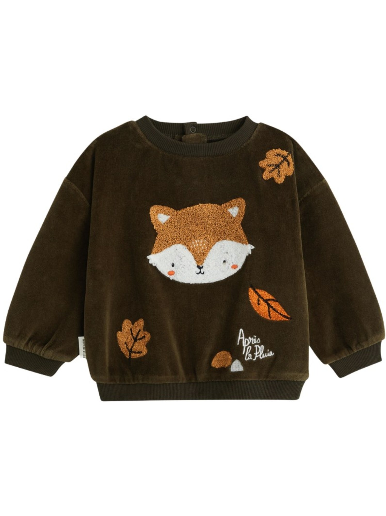 Sweat-shirt bébé en velours ginkgo - Vert