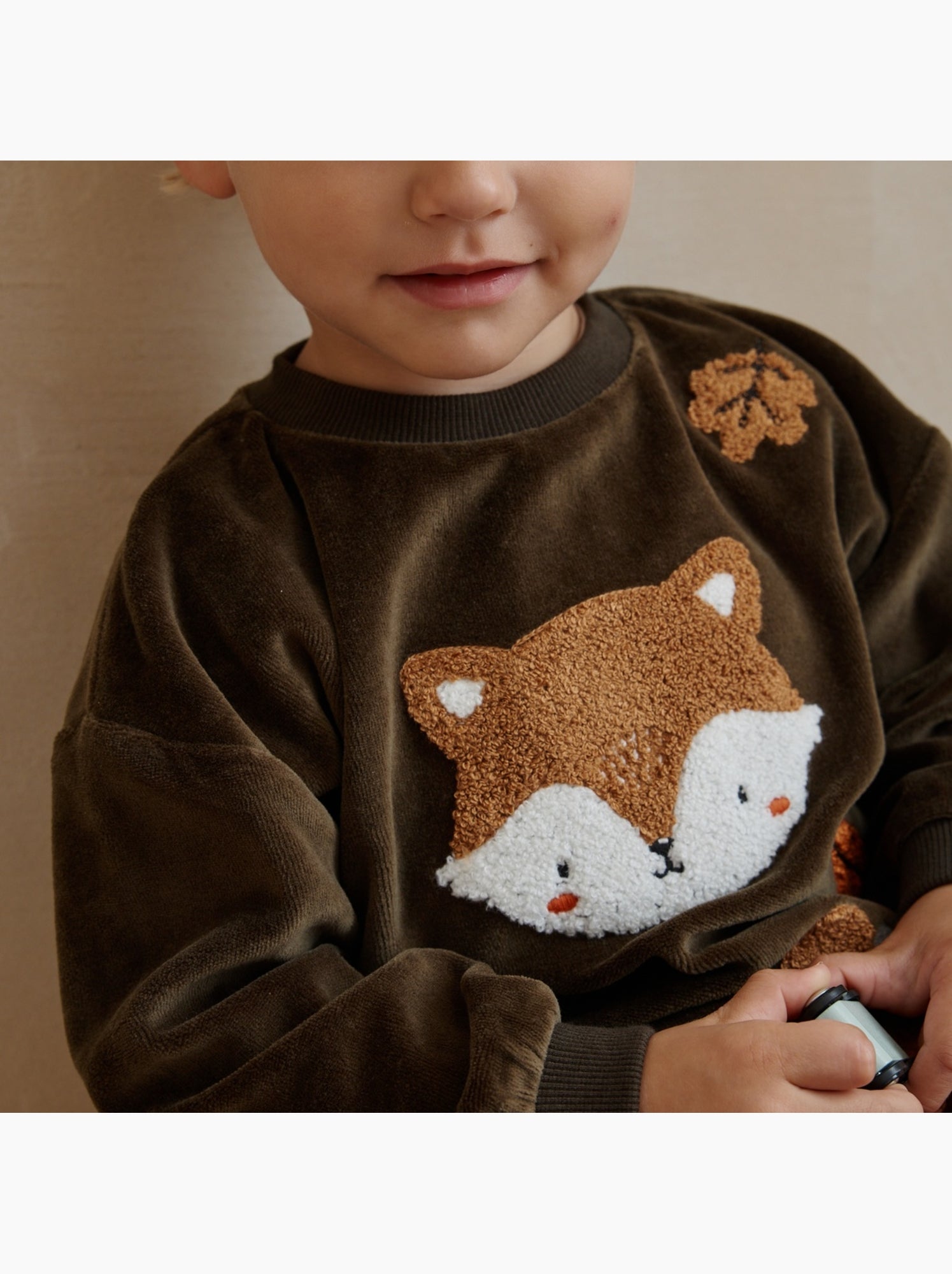 Sweat-shirt bébé en velours ginkgo - Vert