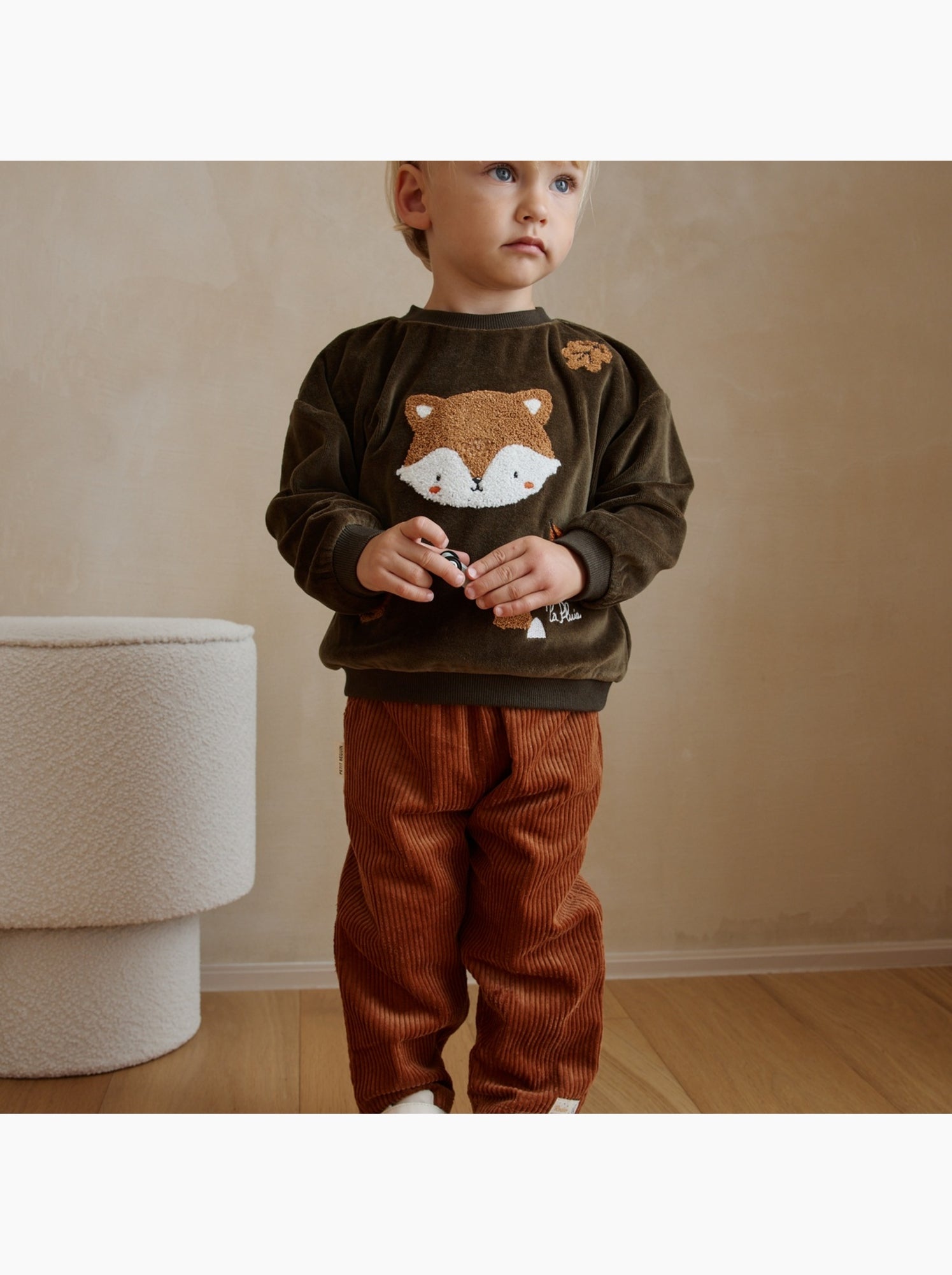 Sweat-shirt bébé en velours ginkgo - Vert