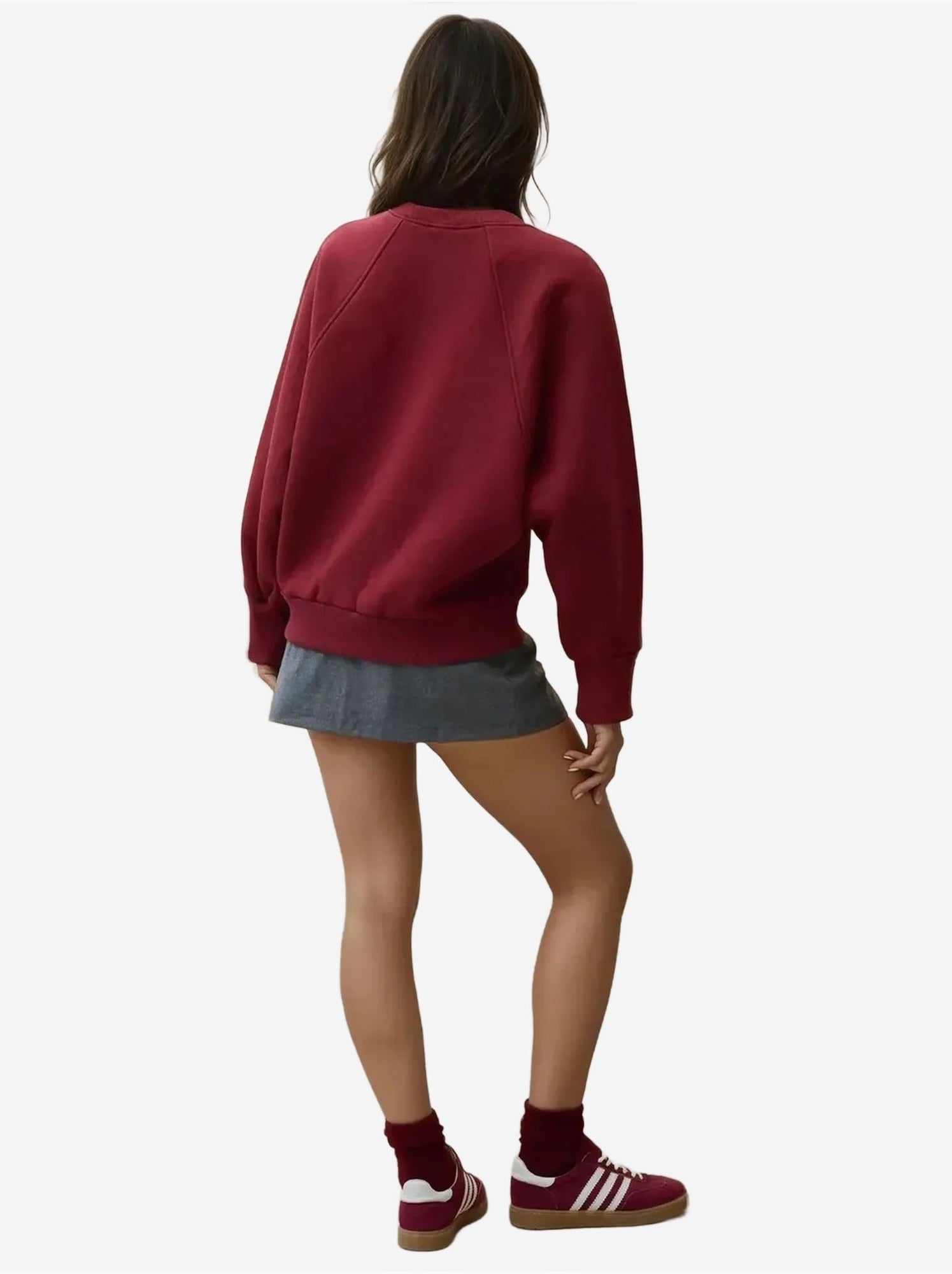 Sweat-shirt en coton brodé - Rouge bordeaux