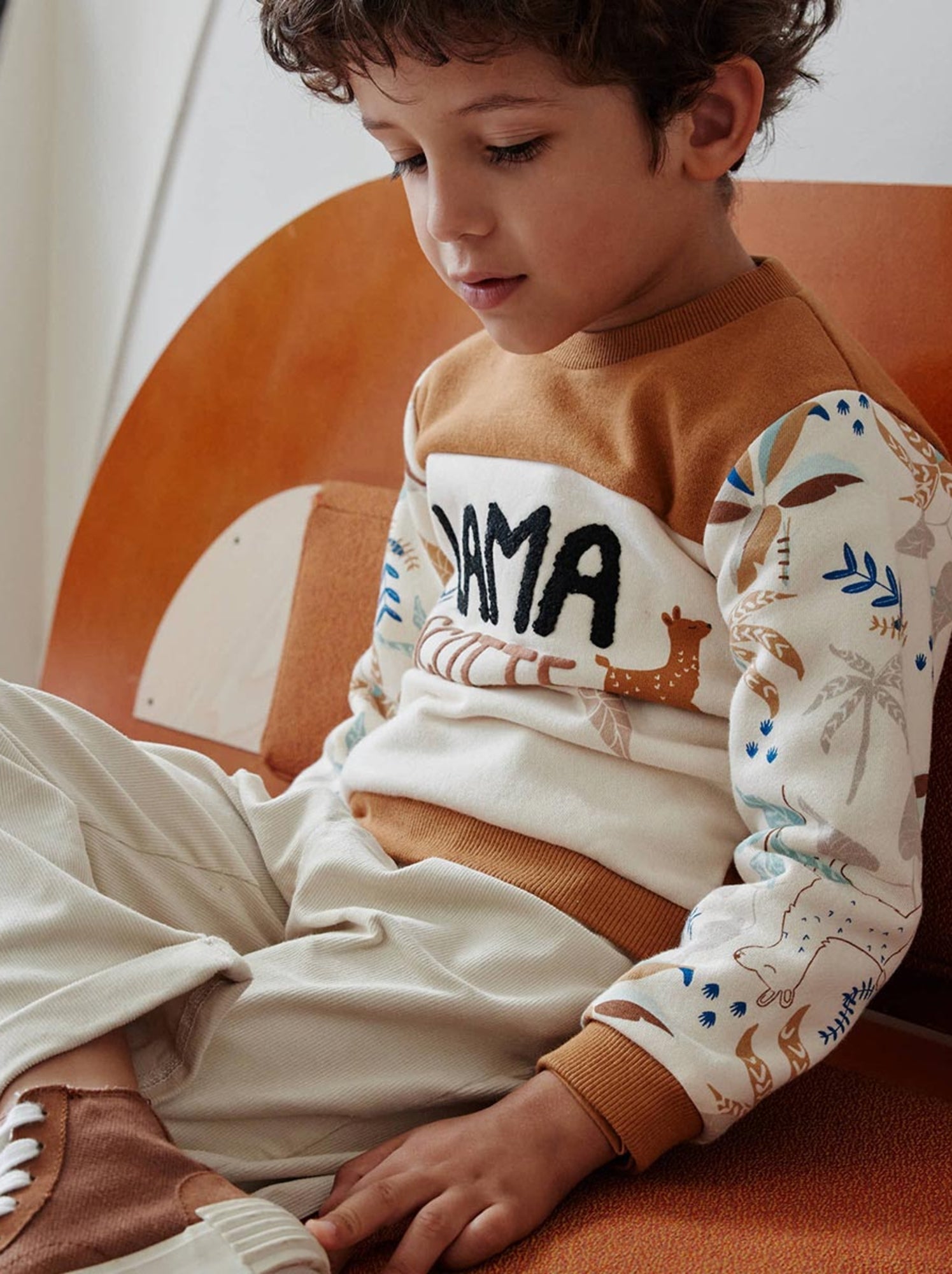 Sweat-shirt enfant en molleton lamascotte - Ecru