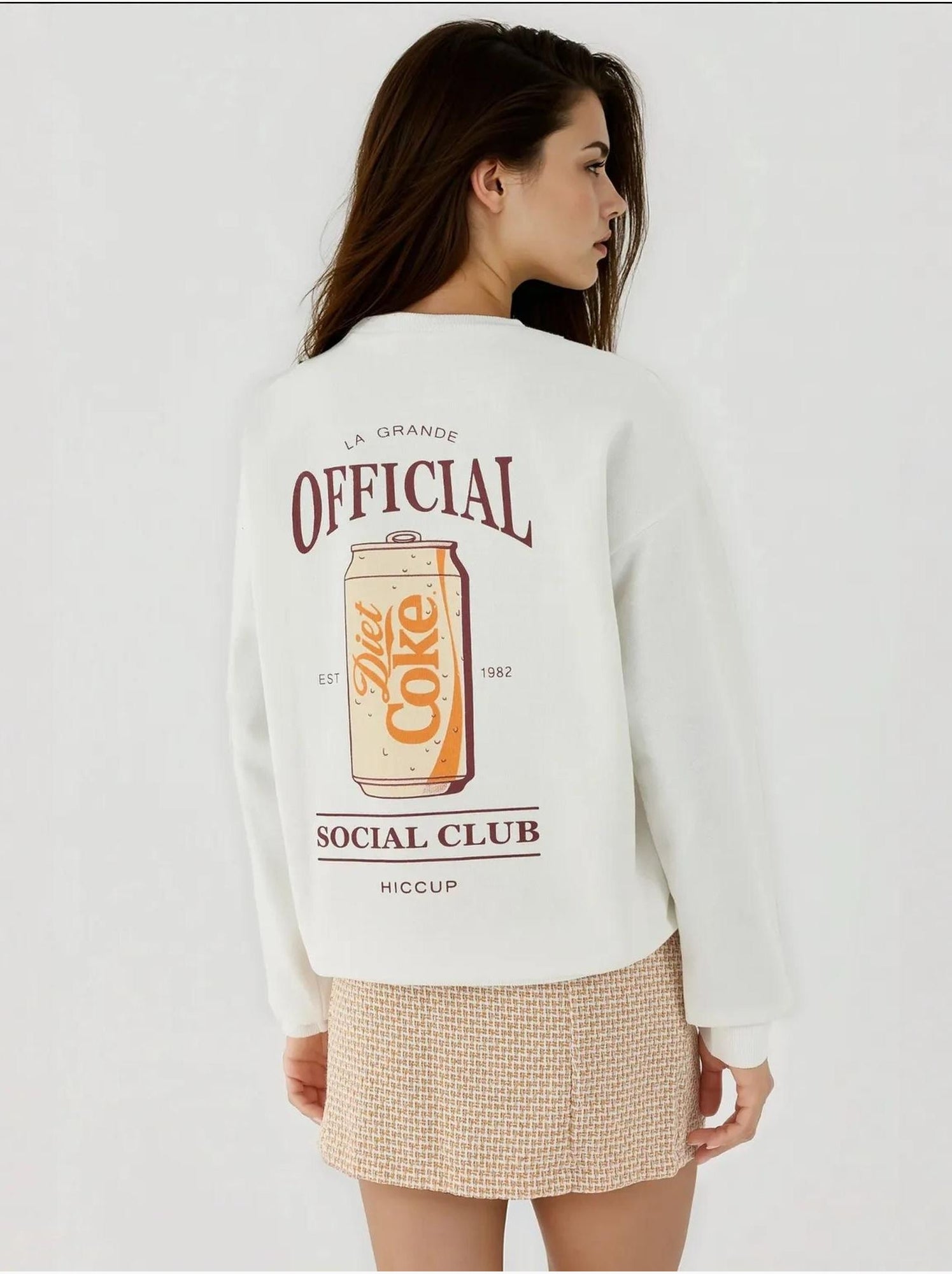 Sweat-shirt imprimé à col rond - Blanc cassé
