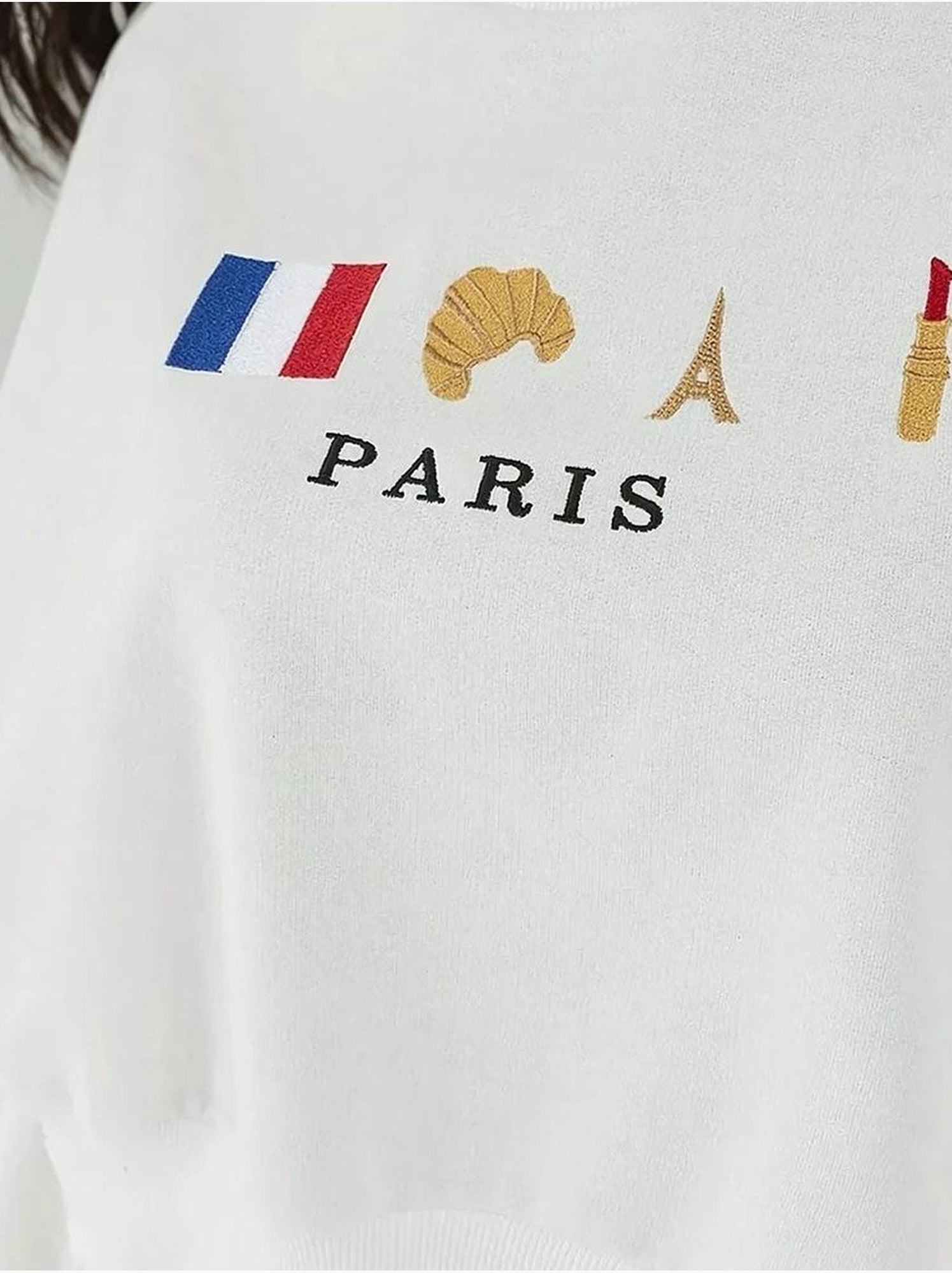 Sweat-shirt ras du cou brodé - Blanc