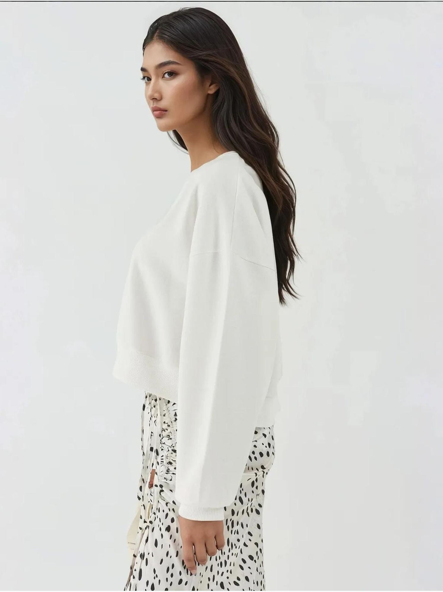 Sweat-shirt ras du cou brodé - Blanc