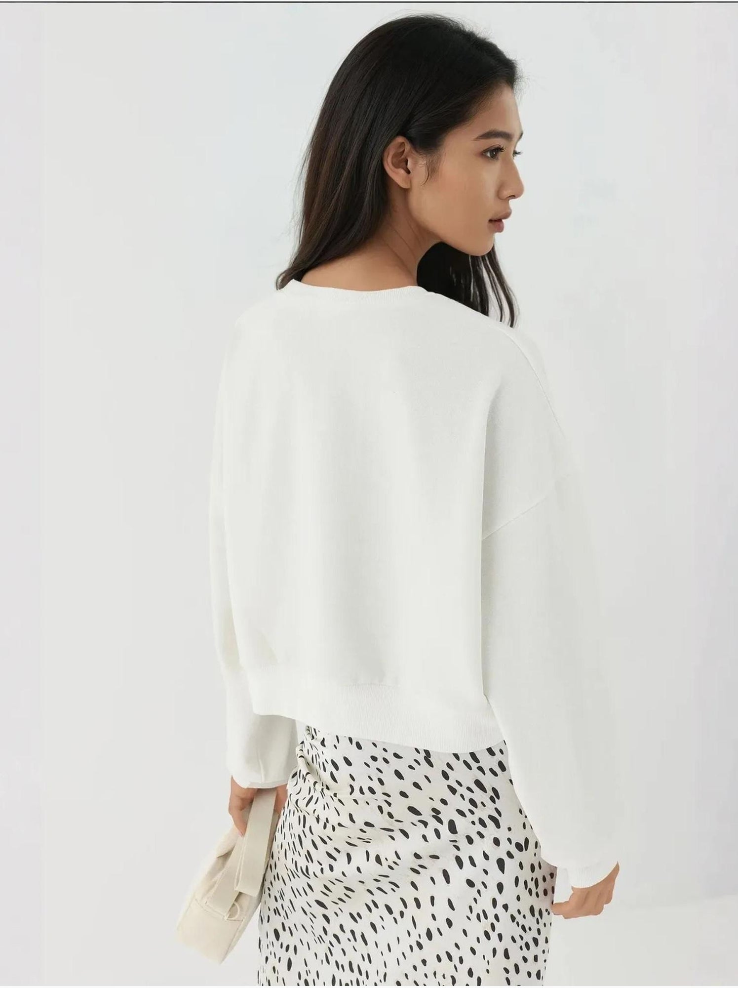 Sweat-shirt ras du cou brodé - Blanc