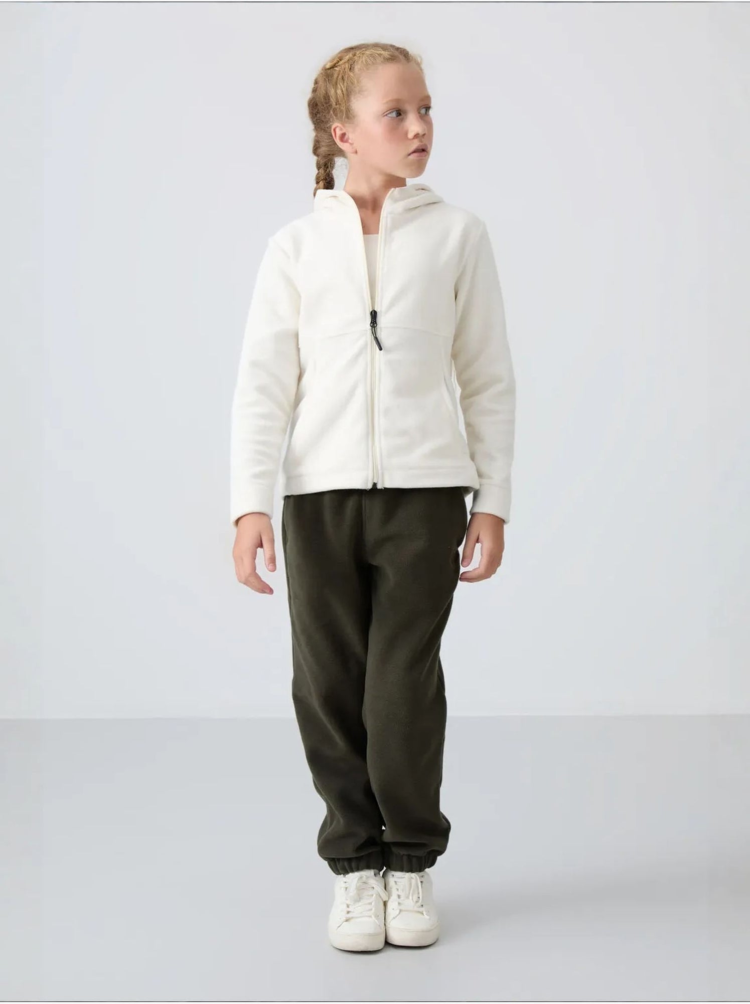 Sweat-shirt unisexe jeunesse à capuche zippé tommy - Blanc cassé