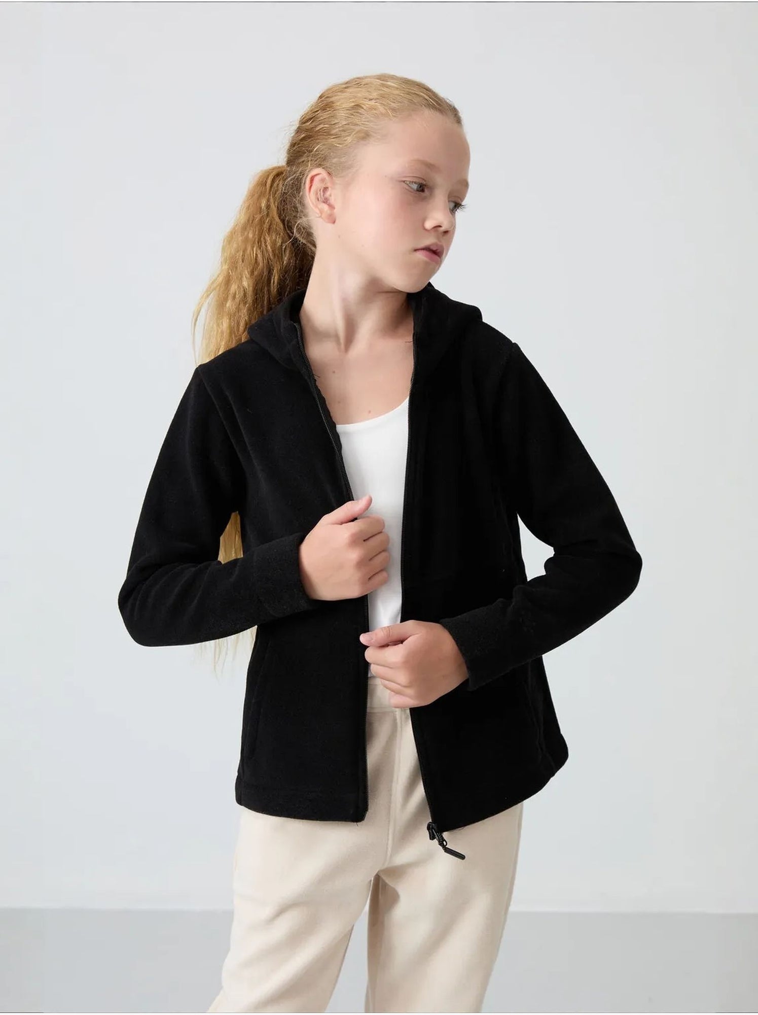 Sweat-shirt unisexe jeunesse à capuche zippé tommy - Noir