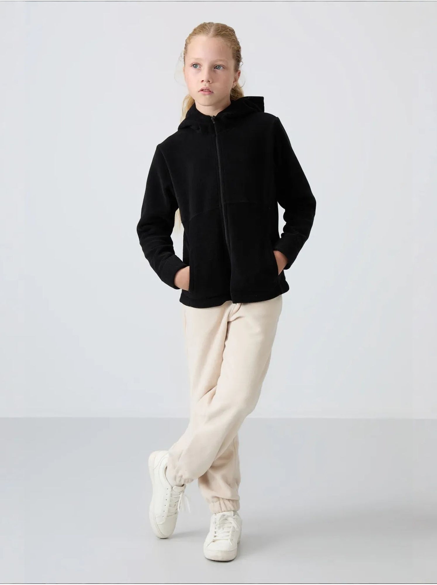 Sweat-shirt unisexe jeunesse à capuche zippé tommy - Noir