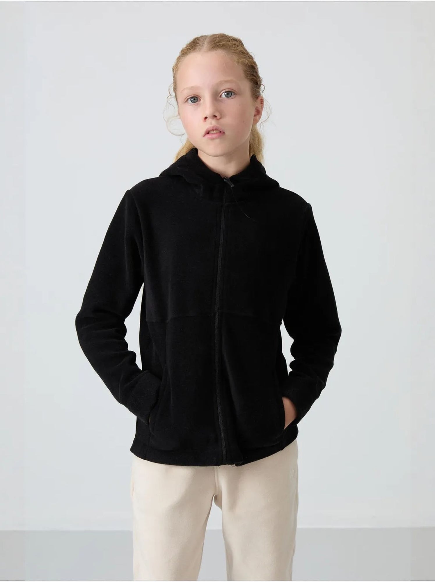 Sweat-shirt unisexe jeunesse à capuche zippé tommy - Noir
