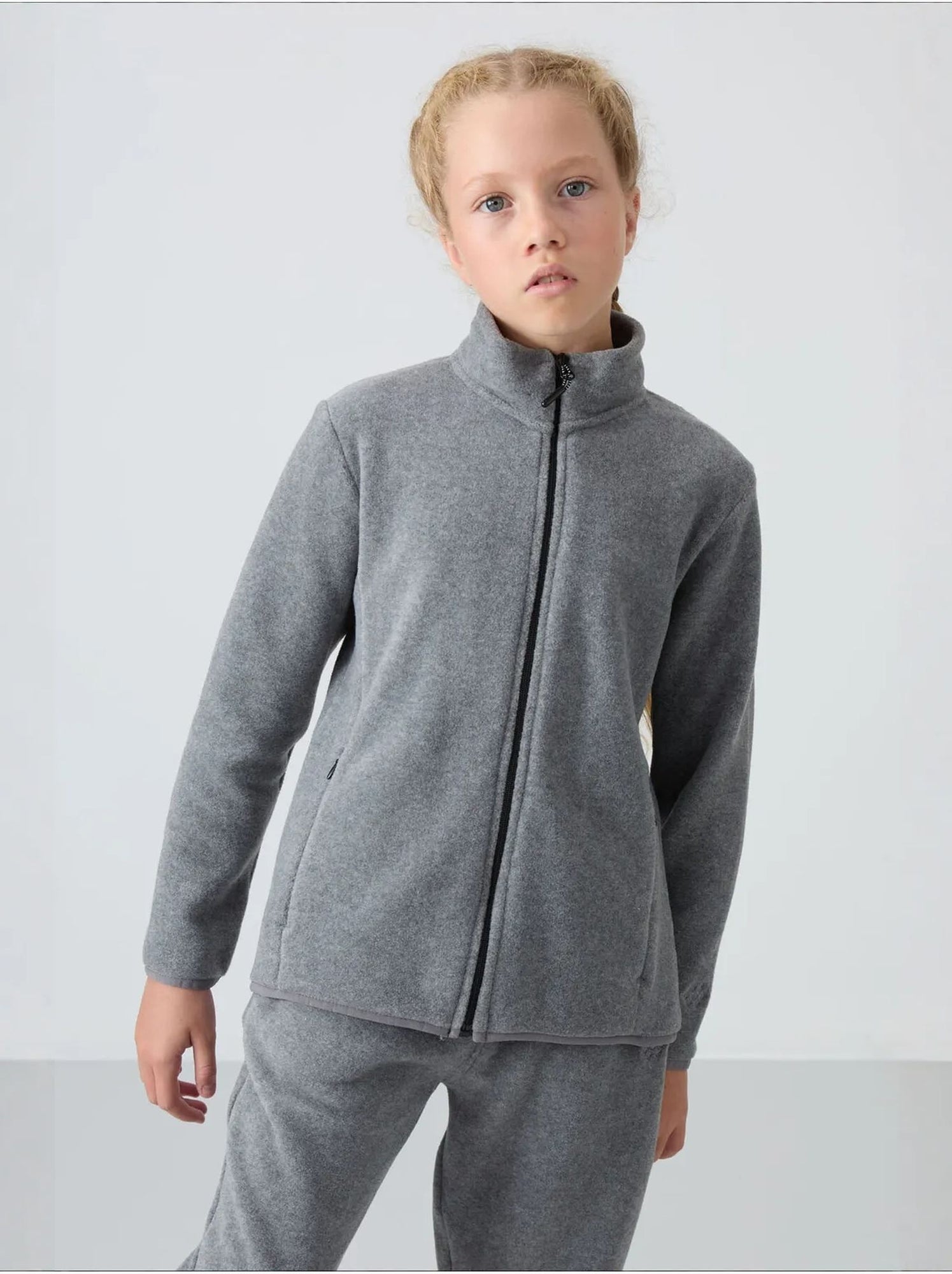Sweat-shirt unisexe jeunesse à fermeture éclair tommy - Gris