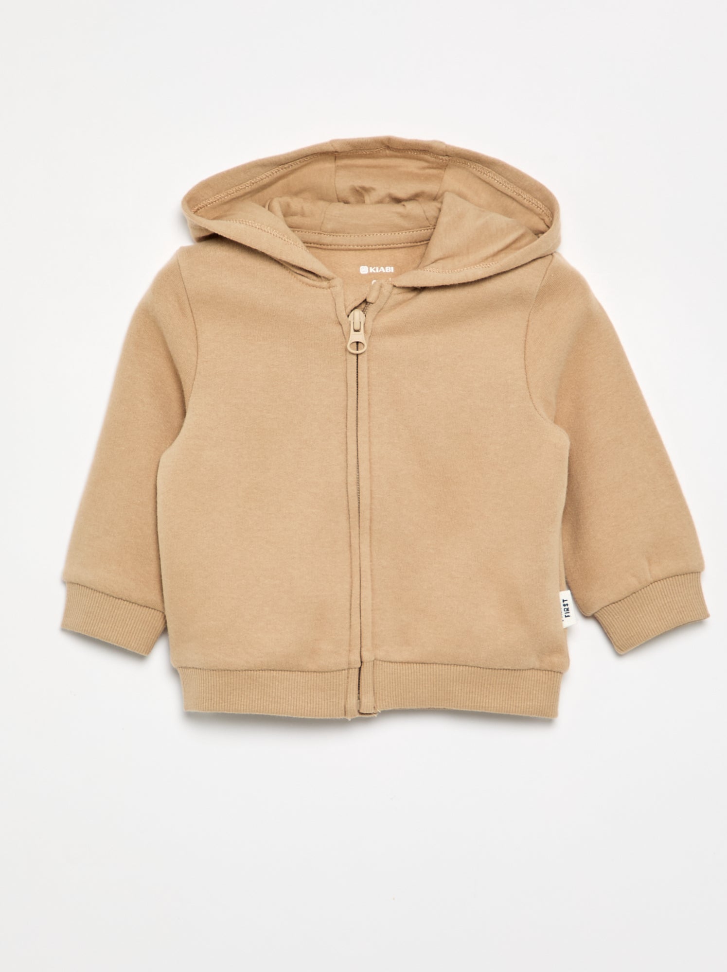 Sweat-shirt zippé à capuche - Beige