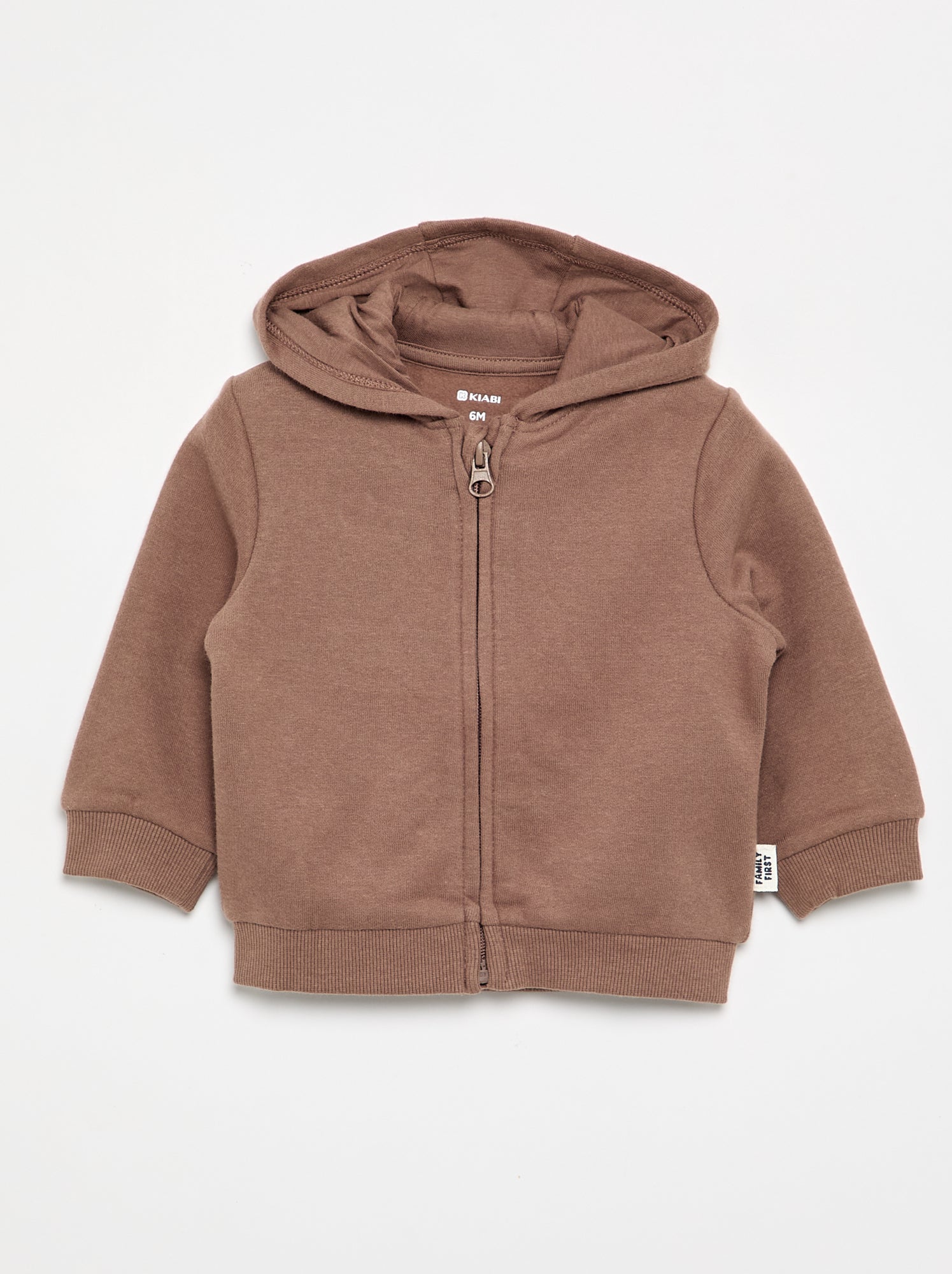 Sweat-shirt zippé à capuche - Marron