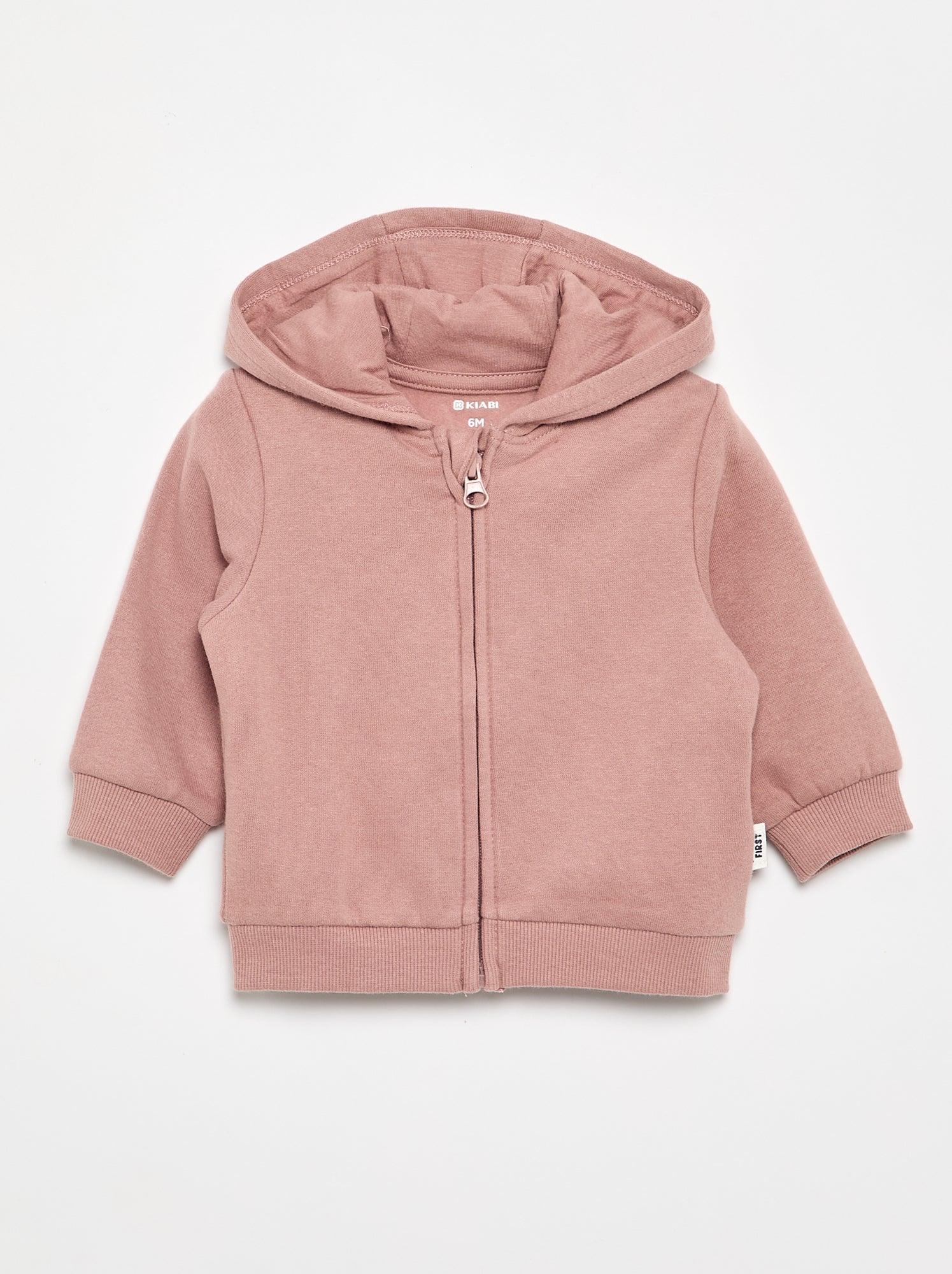 Sweat-shirt zippé à capuche - Rose