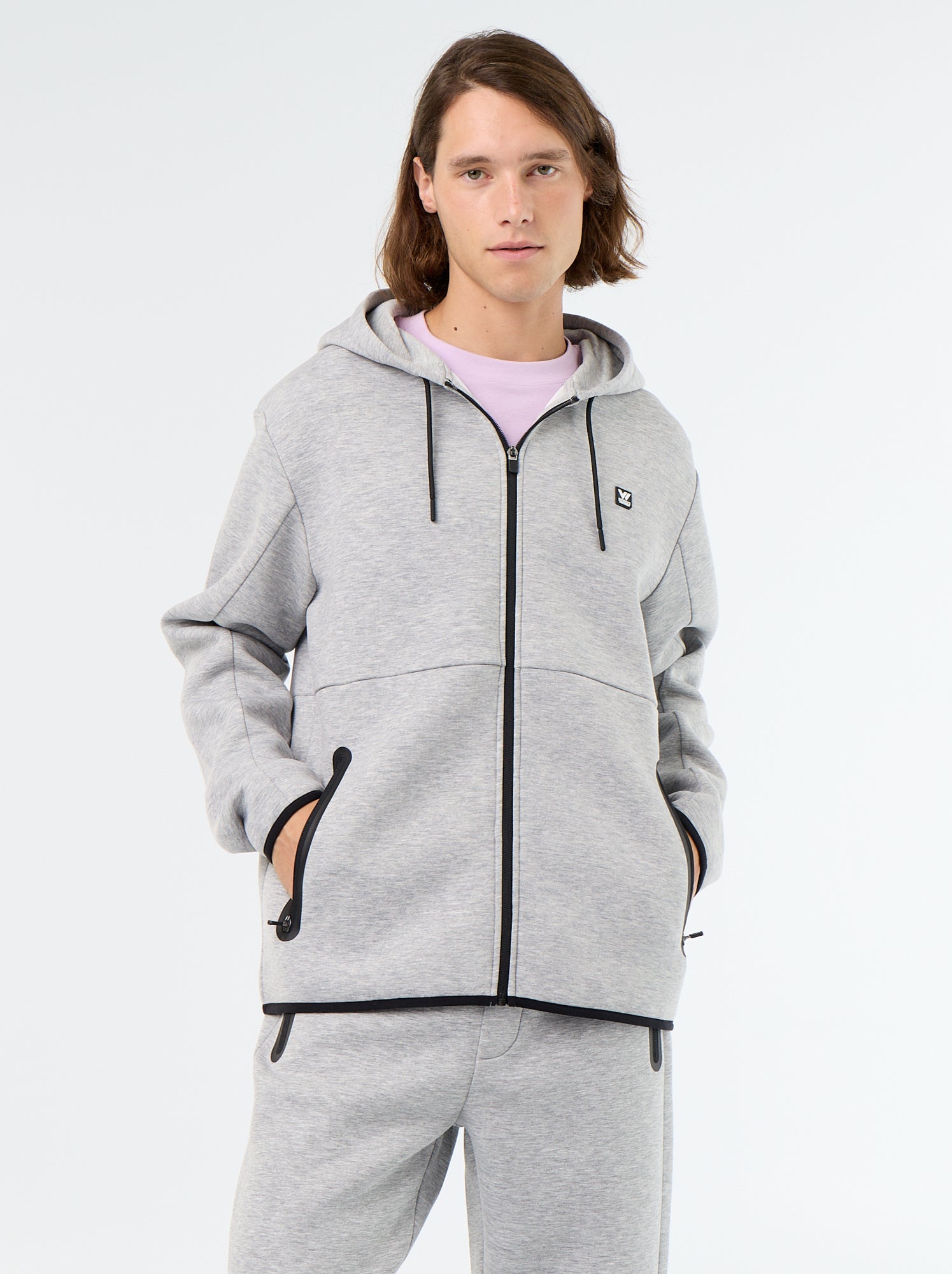 Sweat type néoprène à capuche - Gris