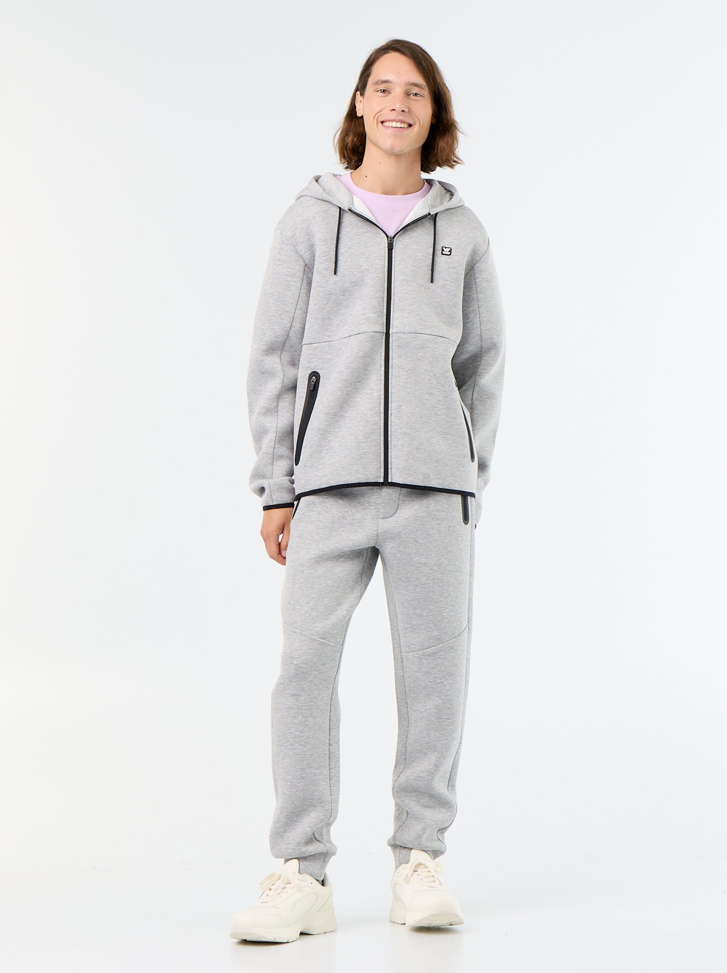 Sweat type néoprène à capuche - Gris