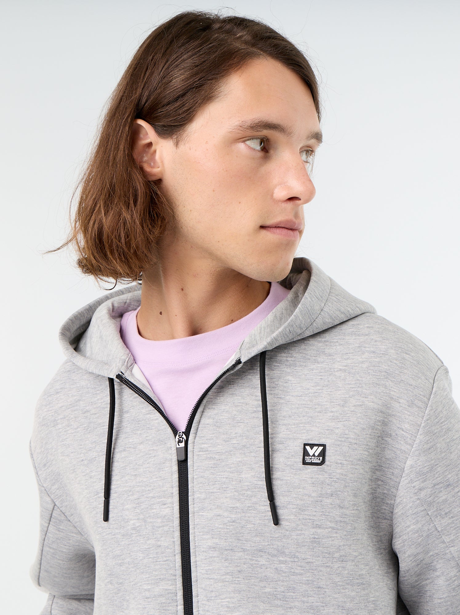 Sweat type néoprène à capuche - Gris