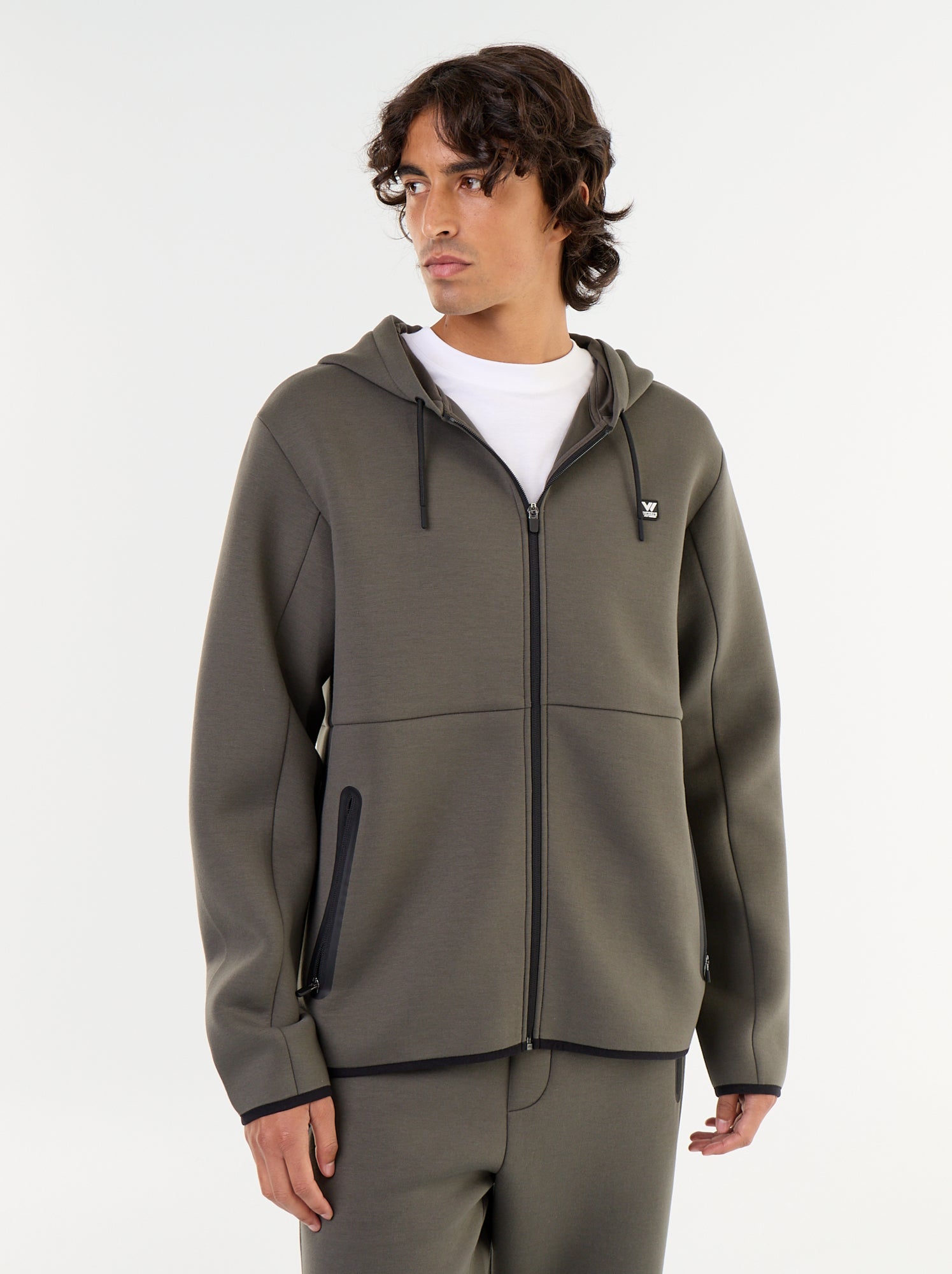 Sweat type néoprène à capuche - Kaki