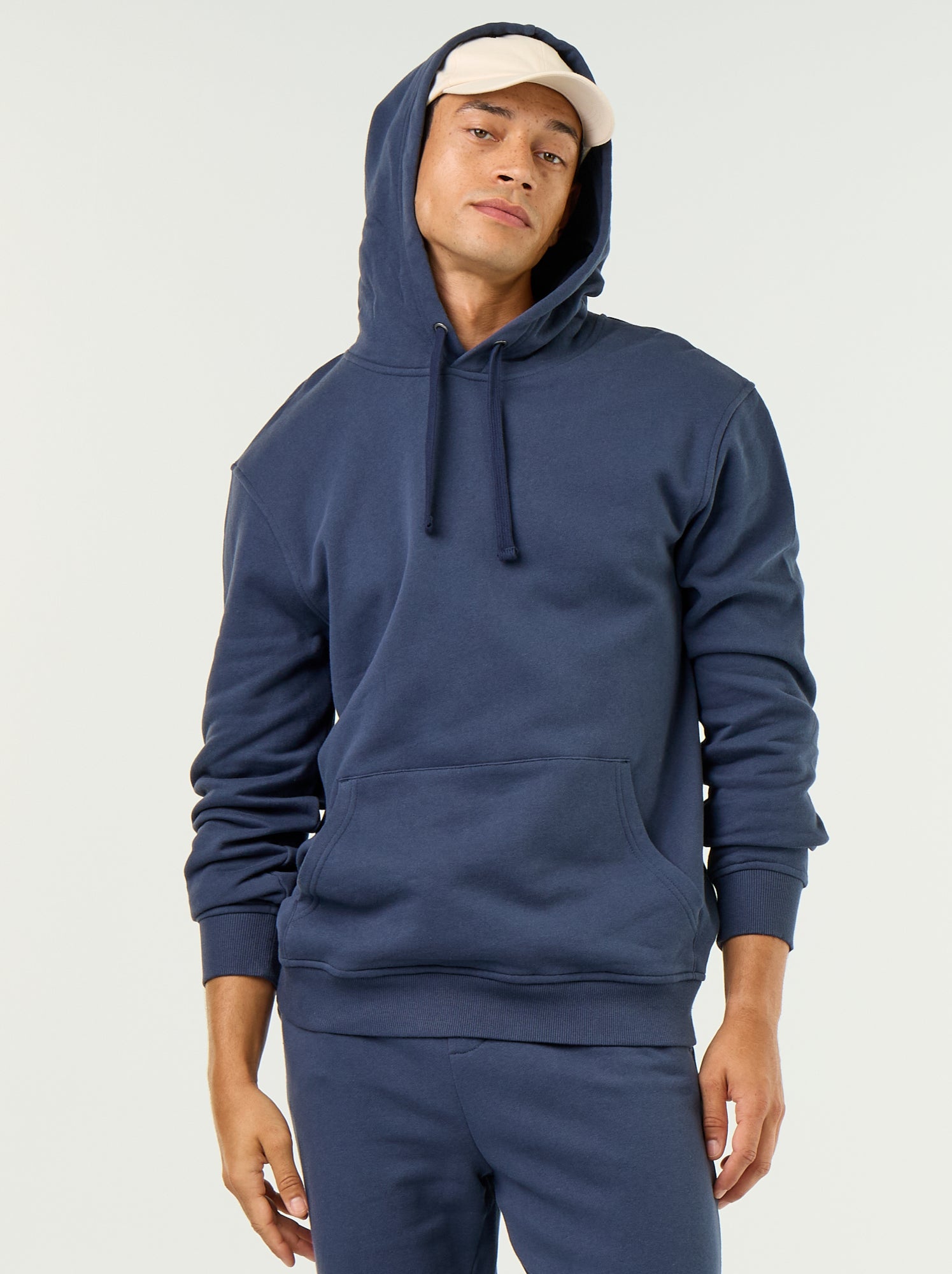 Sweat uni à capuche - Marine