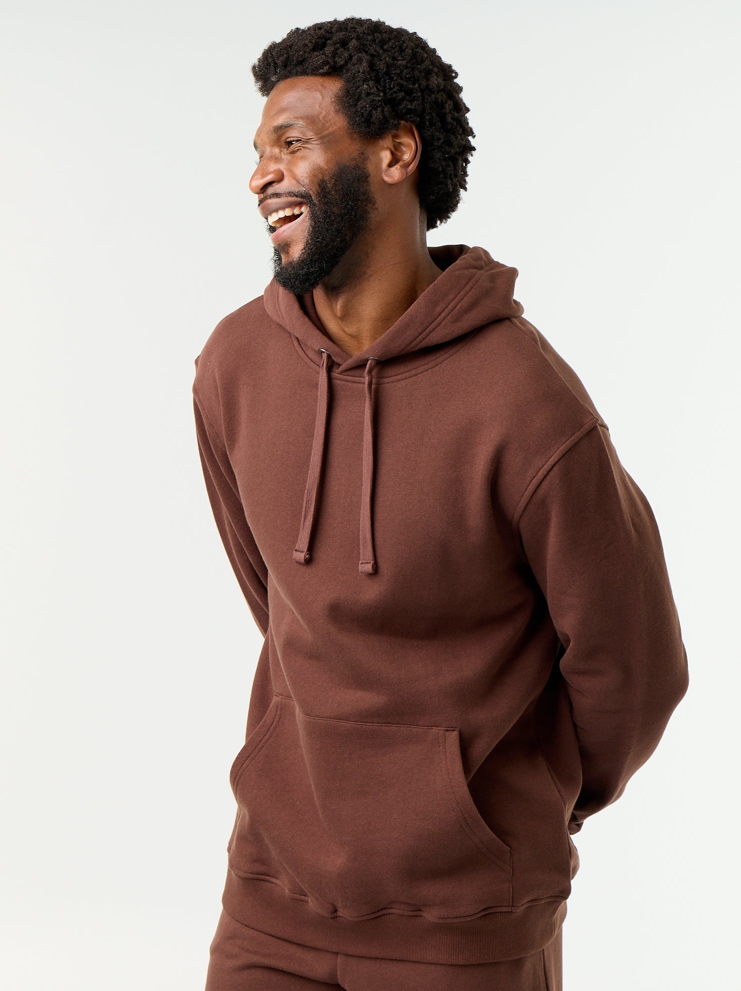 Sweat uni à capuche - Marron (FZV91_3)