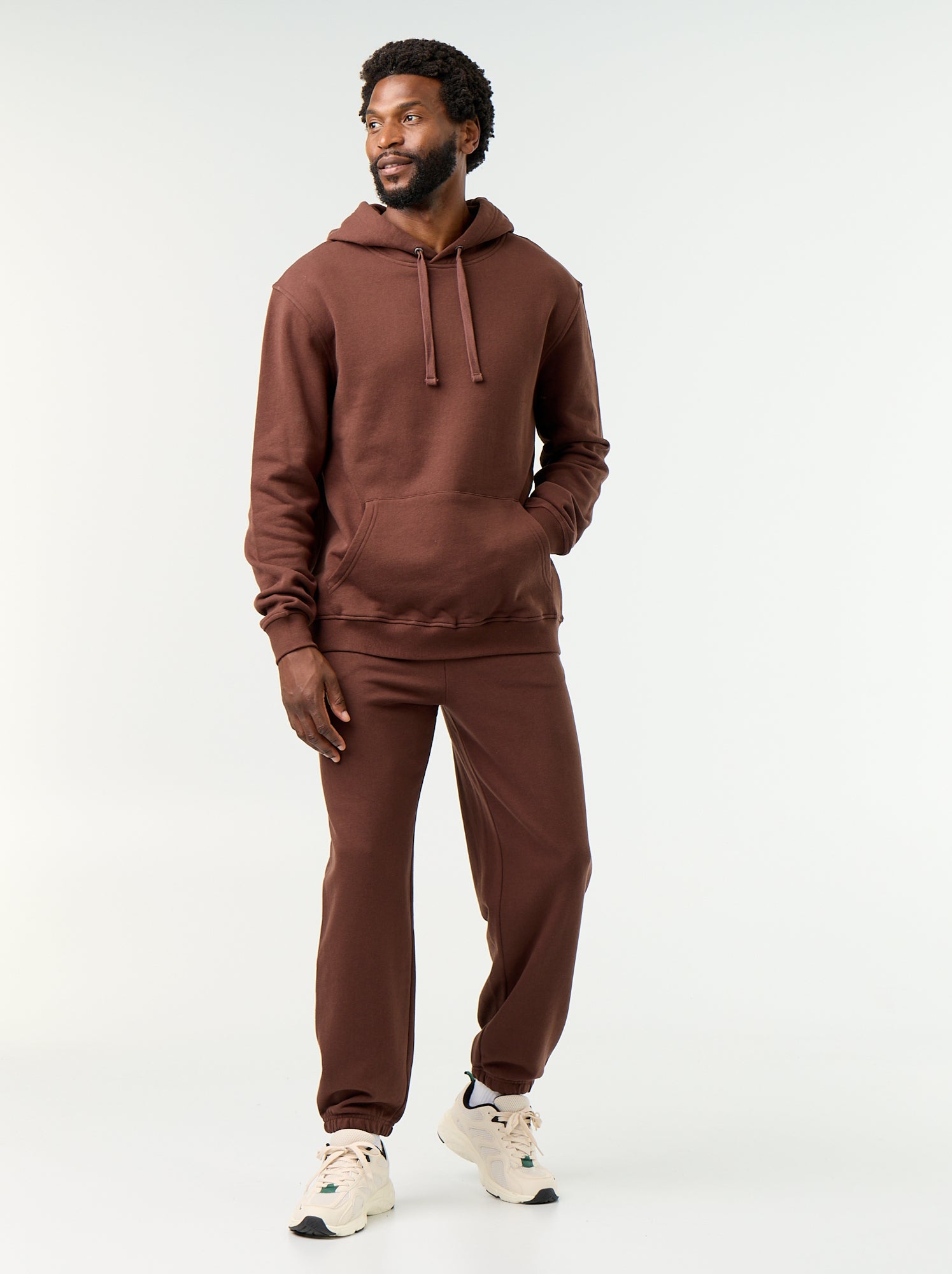 Sweat uni à capuche - Marron (FZV91_3)