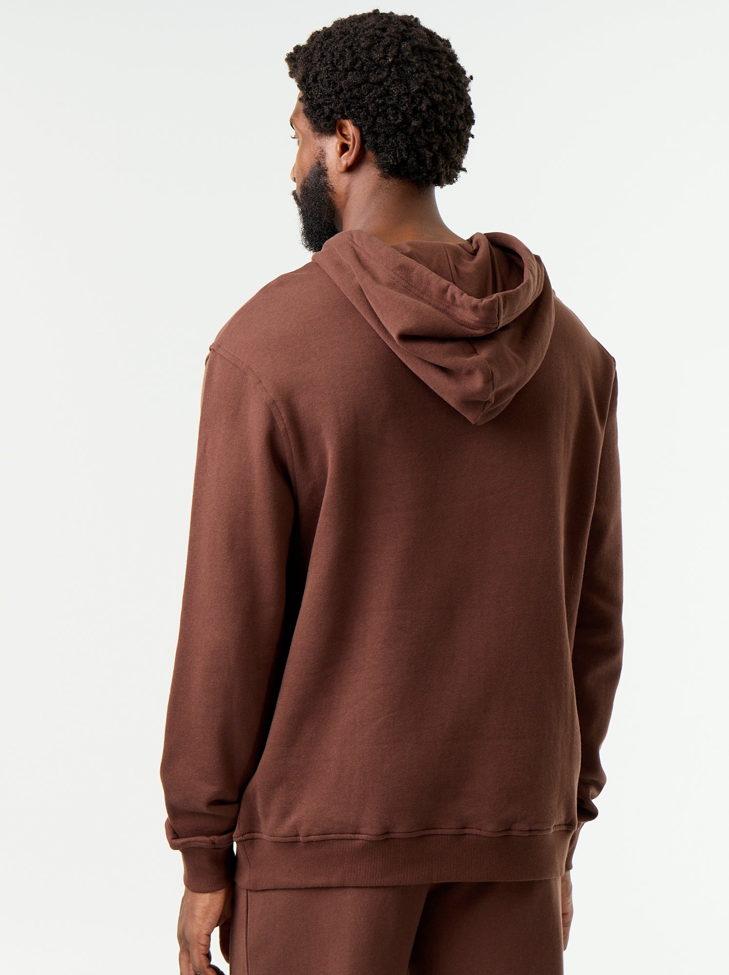Sweat uni à capuche - Marron (FZV91_3)