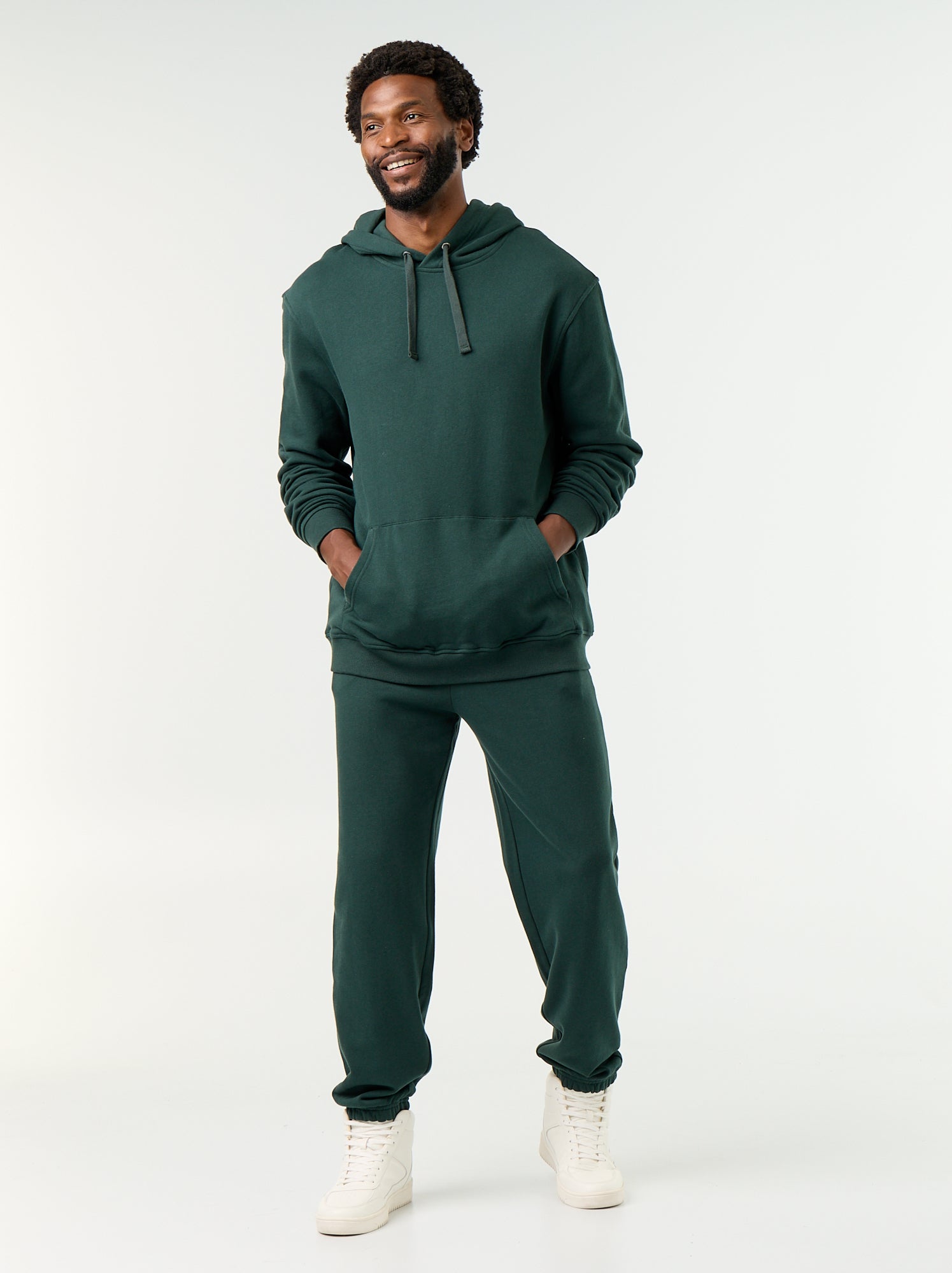 Sweat uni à capuche - Vert