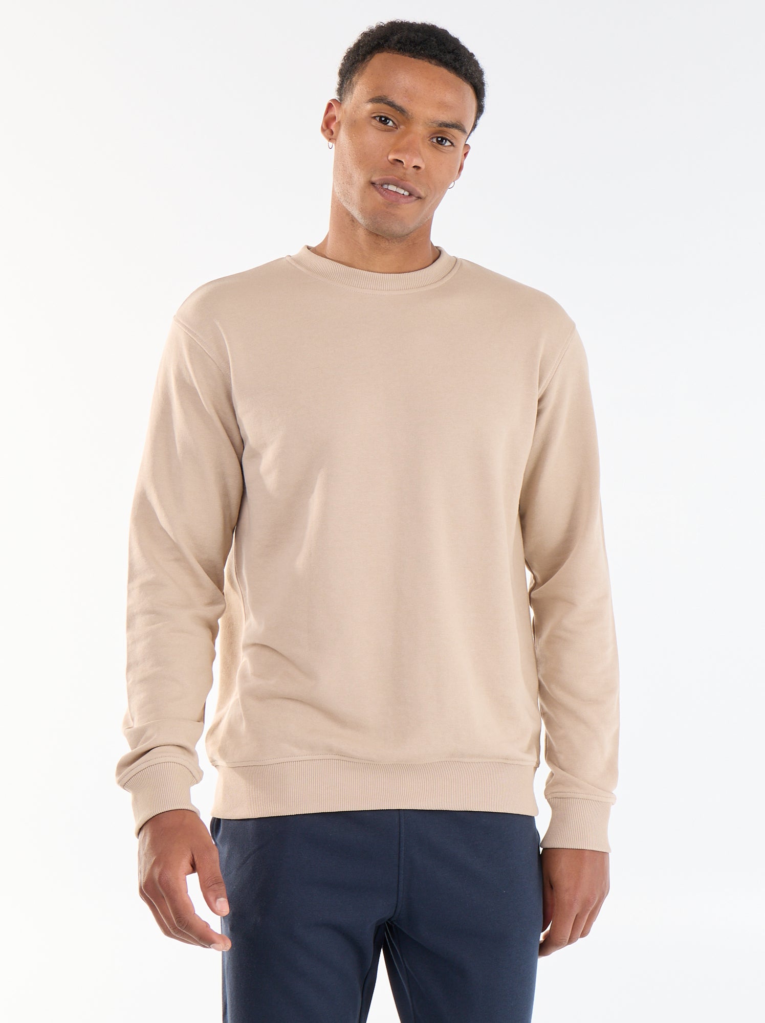 Sweat uni en French Terry - Beige