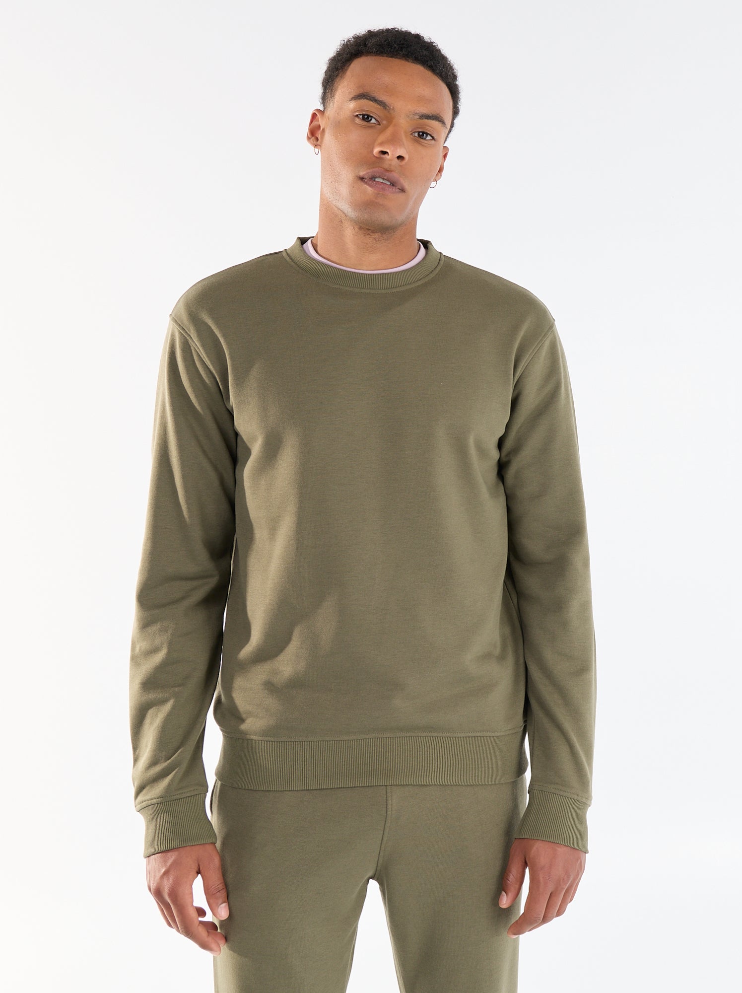 Sweat uni en French Terry - Kaki