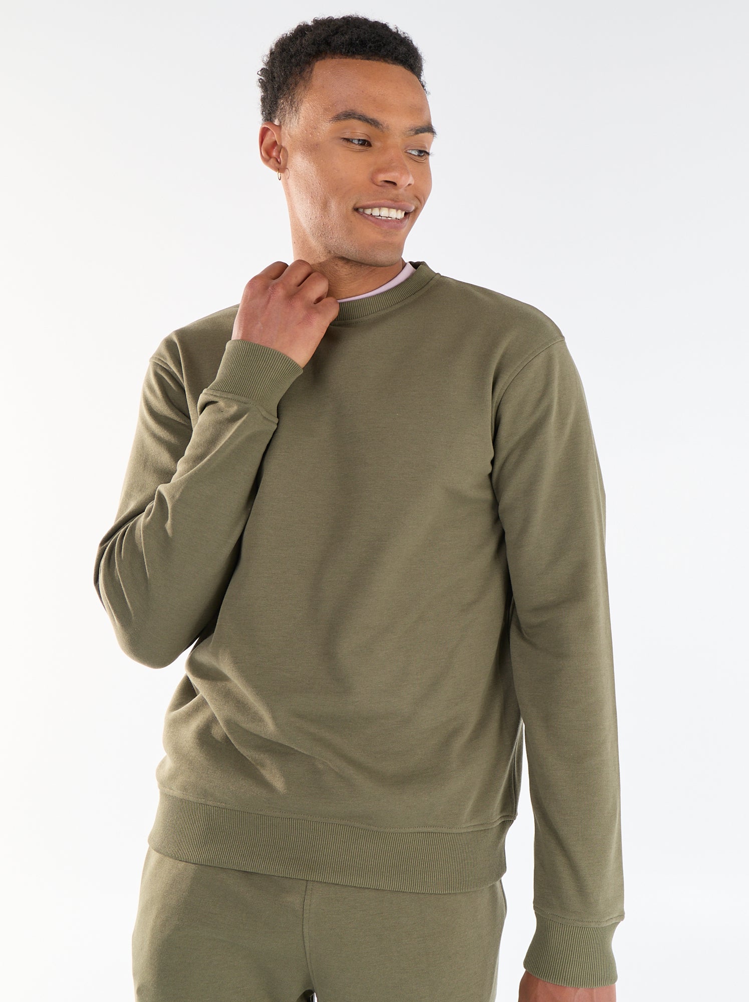 Sweat uni en French Terry - Kaki