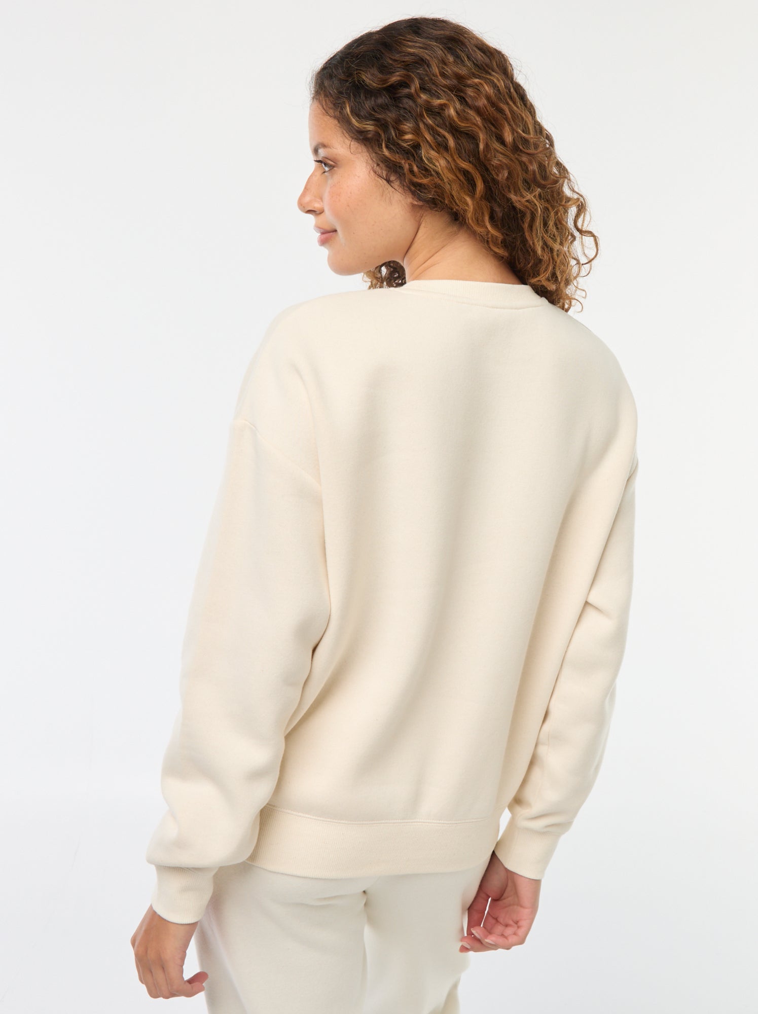 Sweat uni en molleton chaud - Crème