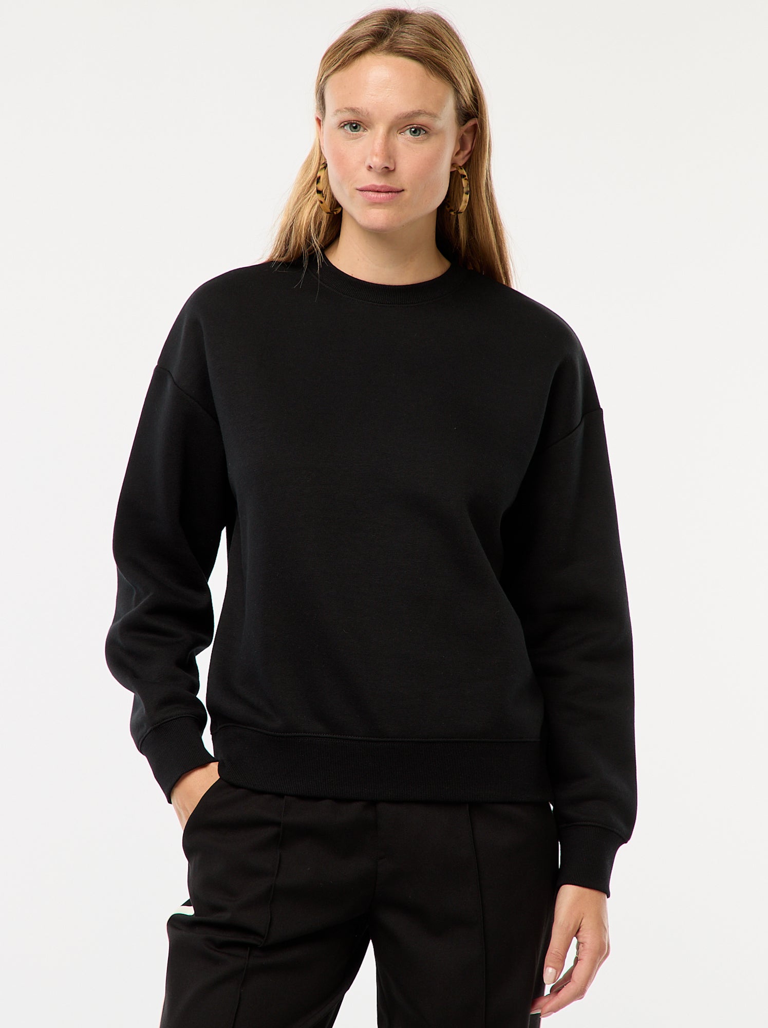 Sweat uni en molleton chaud - Noir