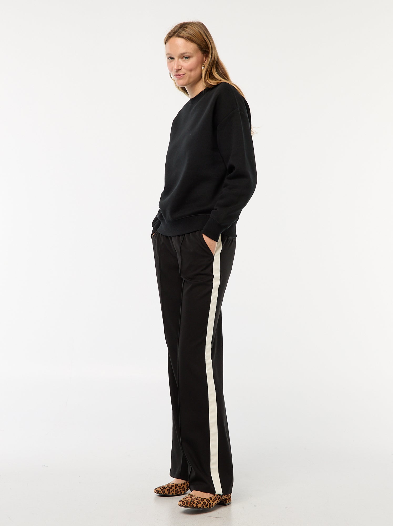 Sweat uni en molleton chaud - Noir