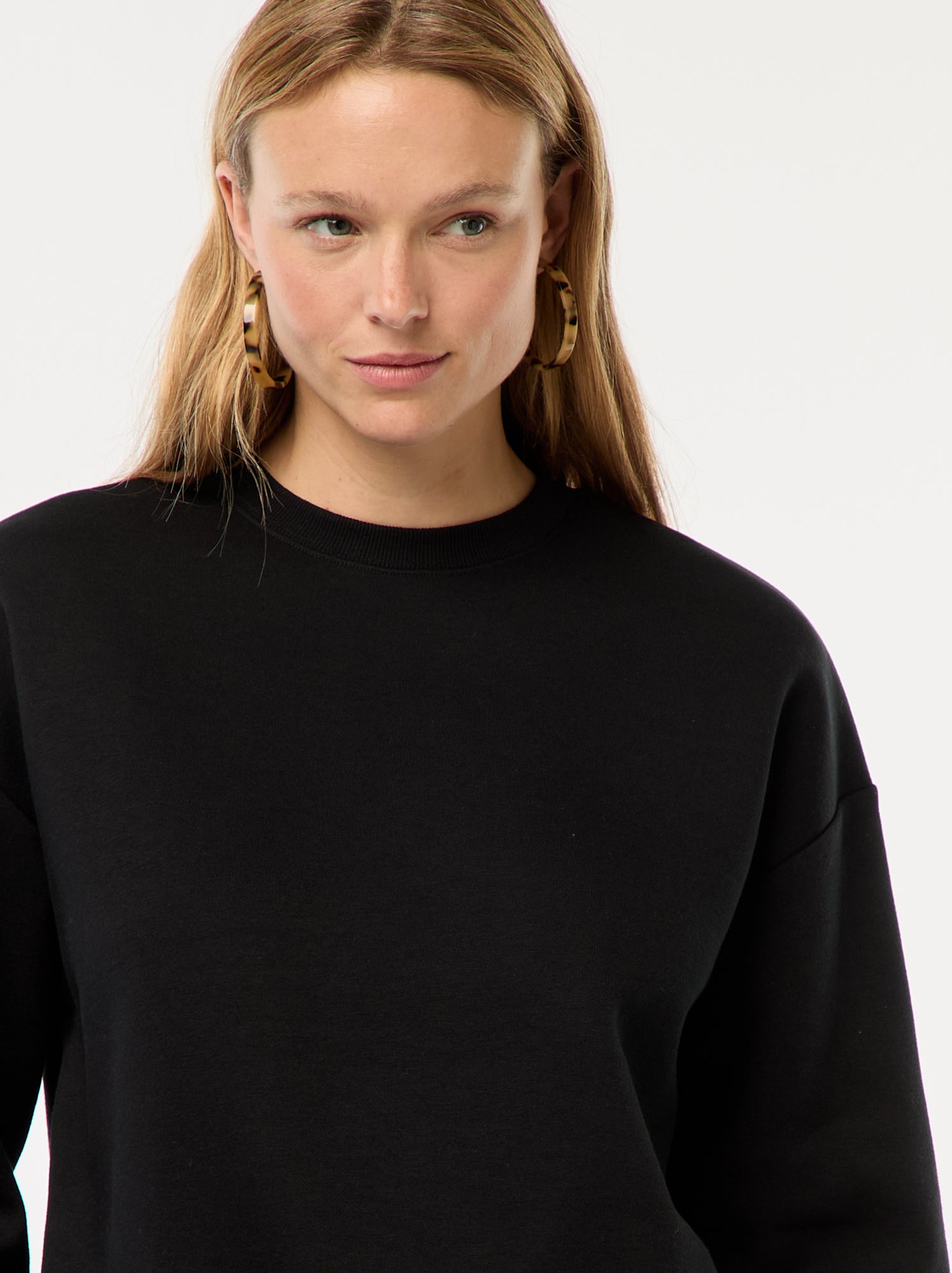 Sweat uni en molleton chaud - Noir