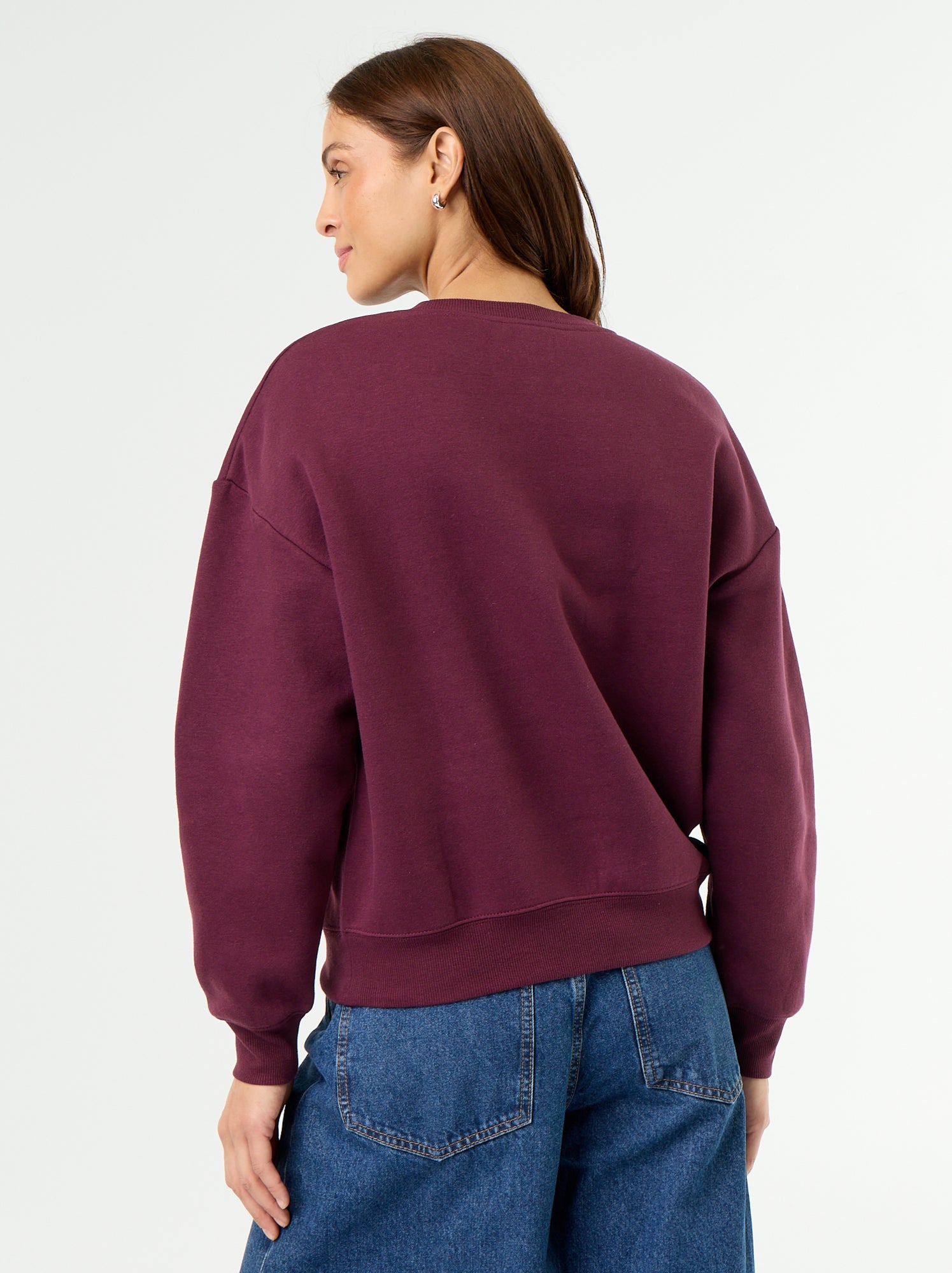 Sweat uni en molleton chaud - Rose