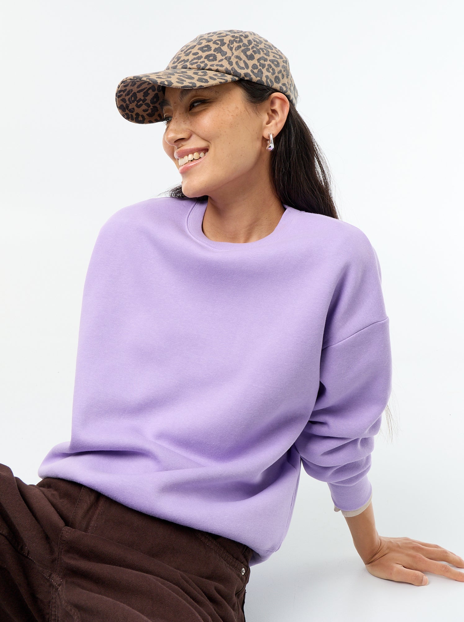 Sweat uni en molleton chaud - Violet