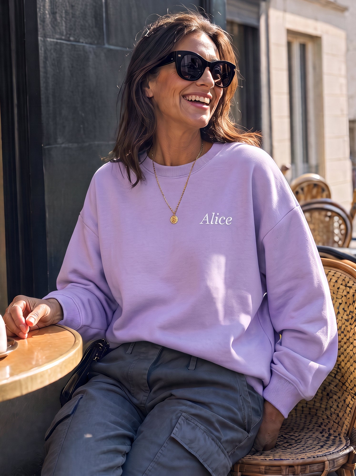 Sweat uni en molleton chaud - Violet