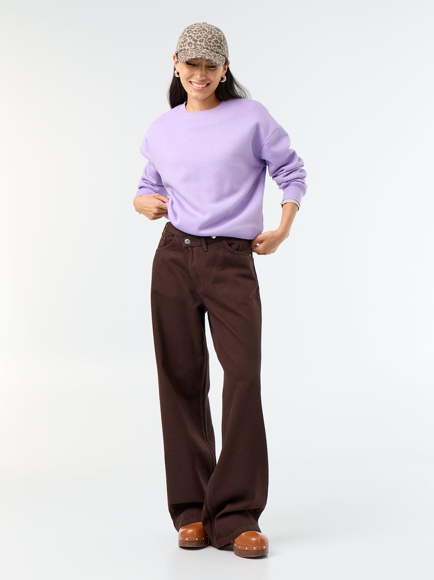 Sweat uni en molleton chaud - Violet