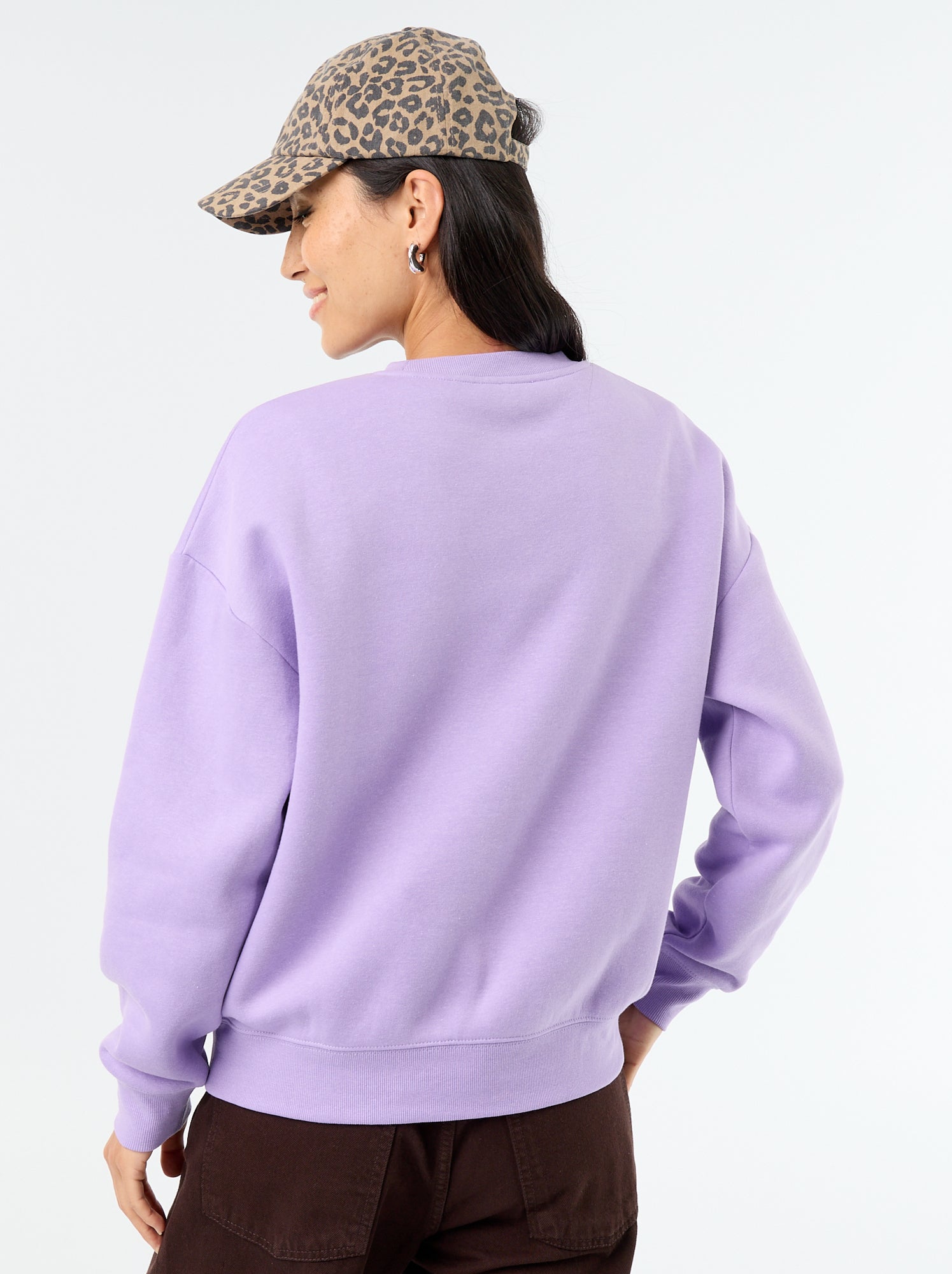 Sweat uni en molleton chaud - Violet