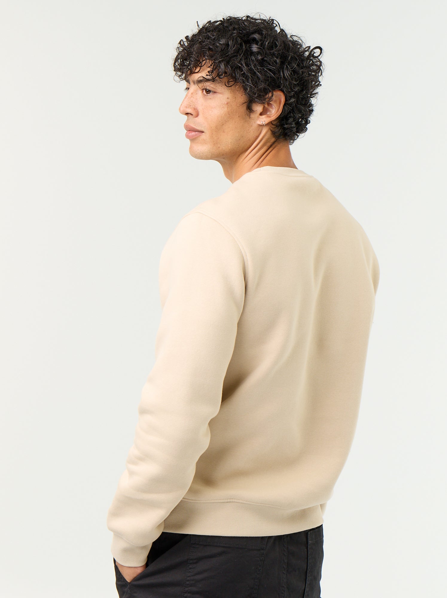 Sweat uni en molleton gratté - Beige