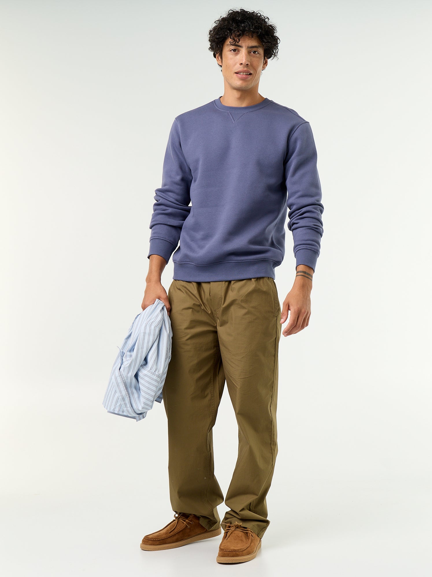 Sweat uni en molleton gratté - Bleu