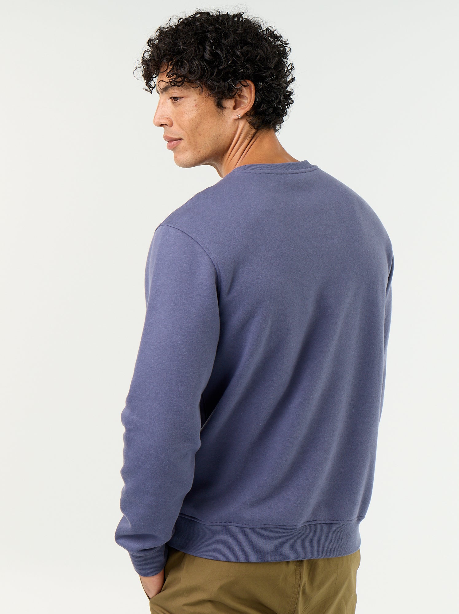 Sweat uni en molleton gratté - Bleu