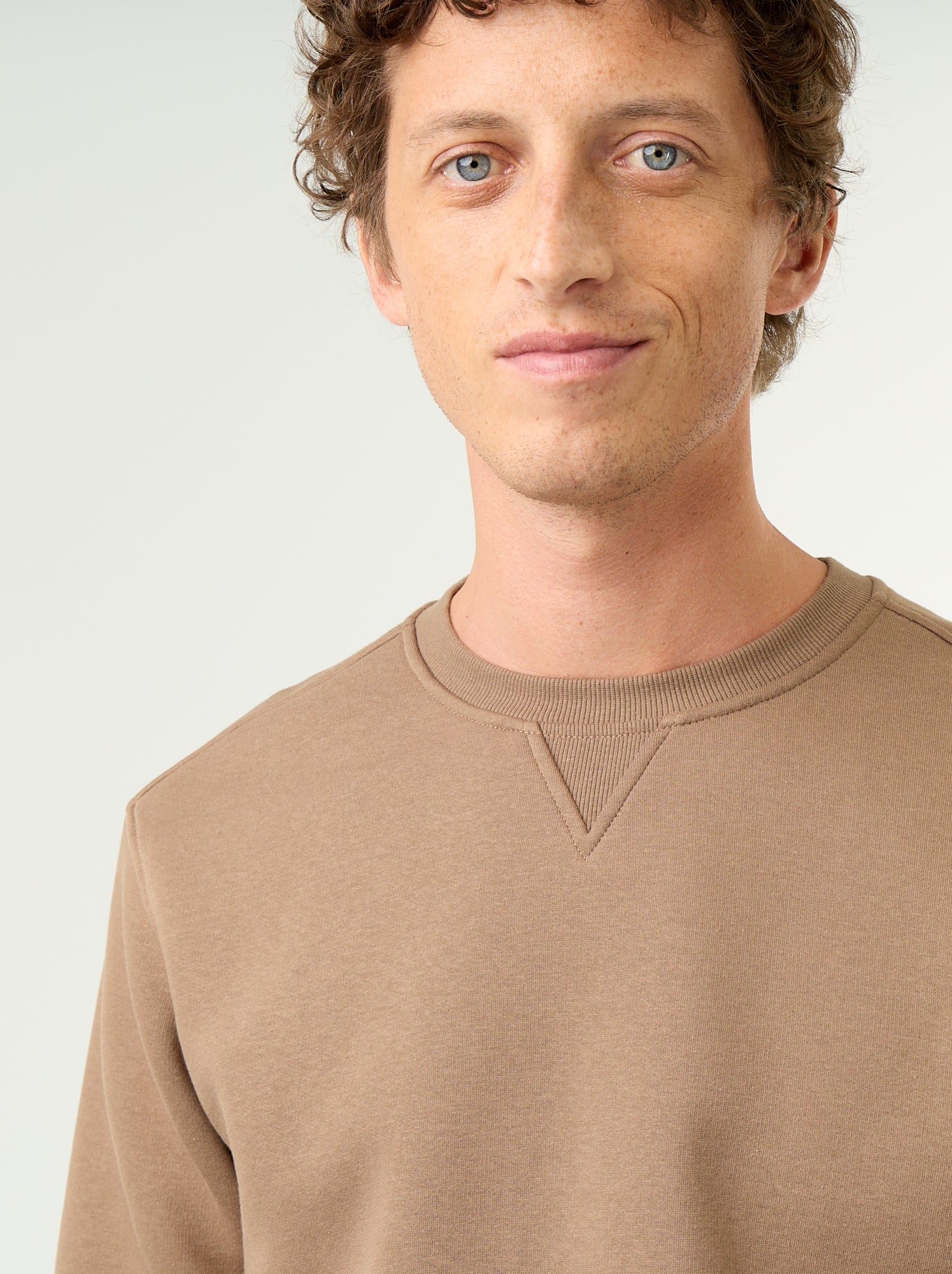 Sweat uni en molleton gratté - Marron (GAA04_8)
