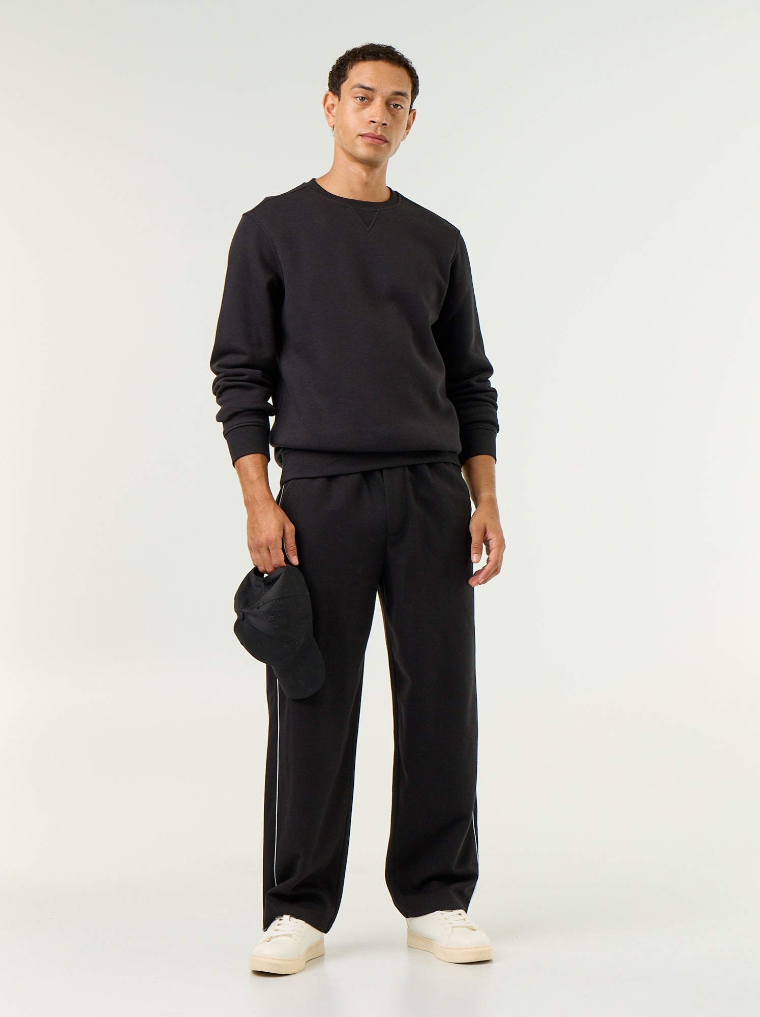 Sweat uni en molleton gratté - Noir