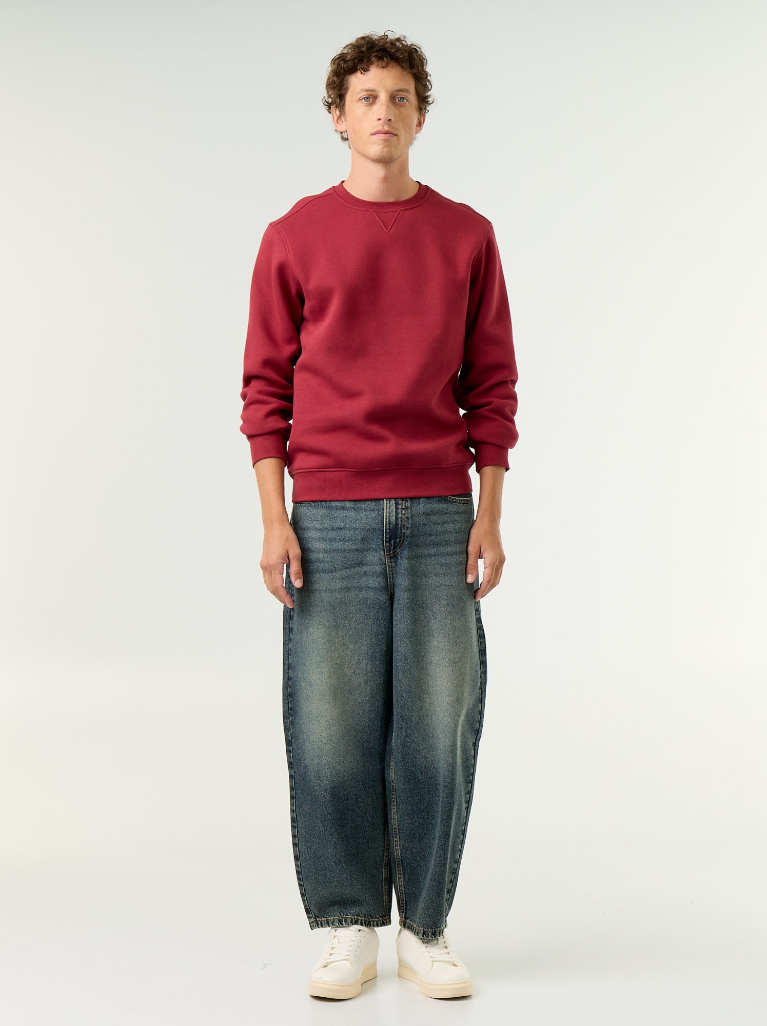 Sweat uni en molleton gratté - Rouge