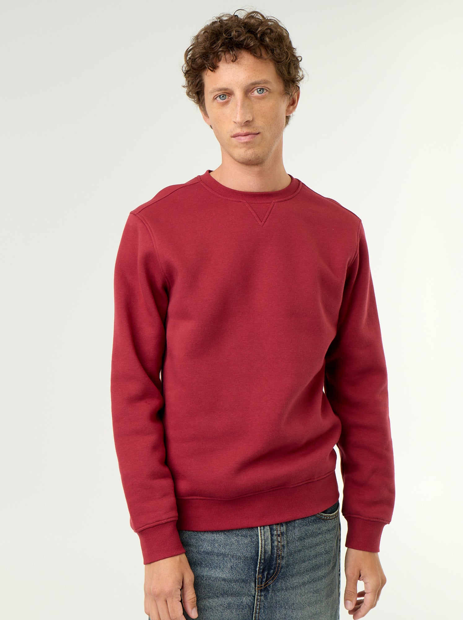 Sweat uni en molleton gratté - Rouge