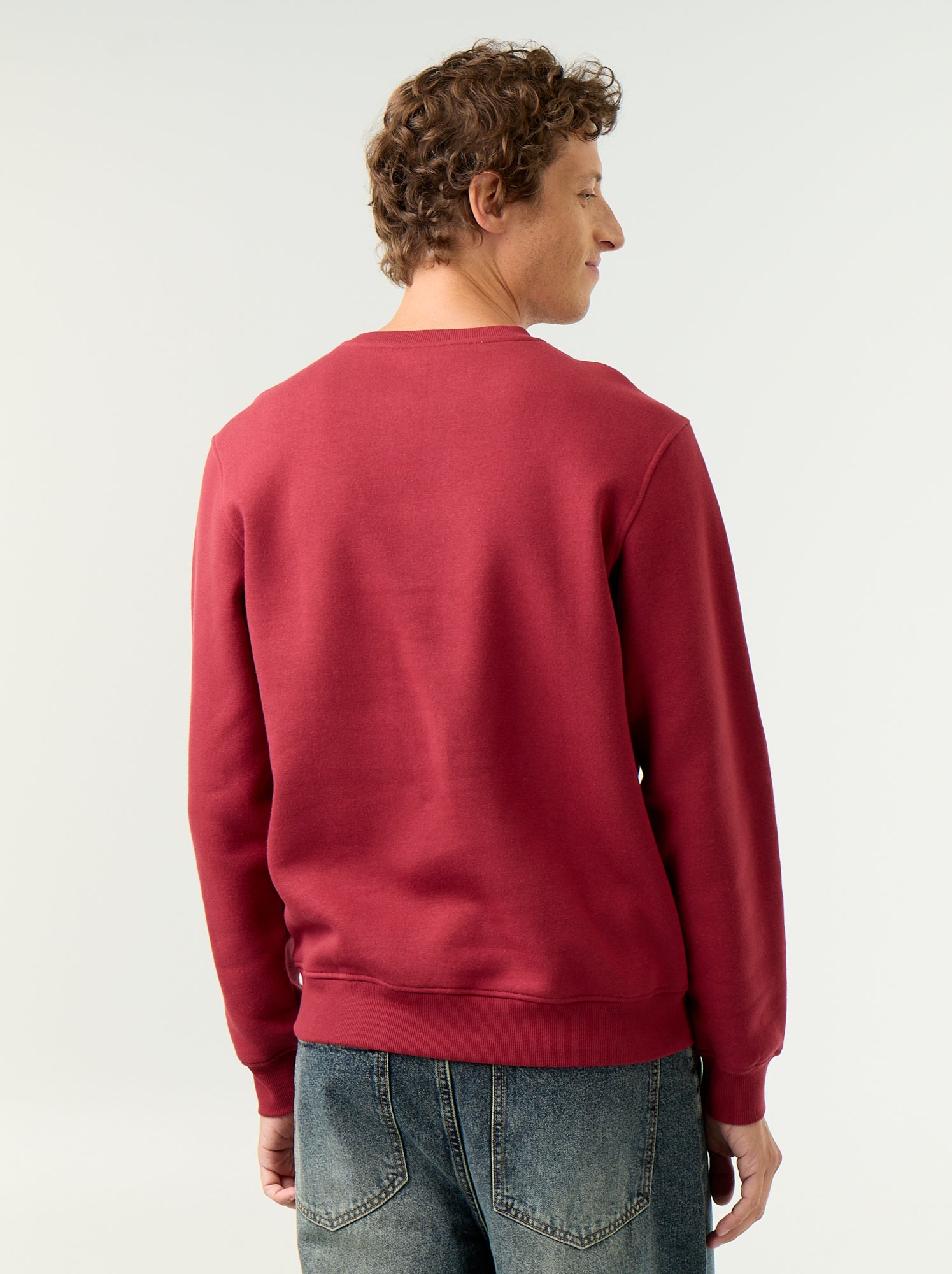 Sweat uni en molleton gratté - Rouge